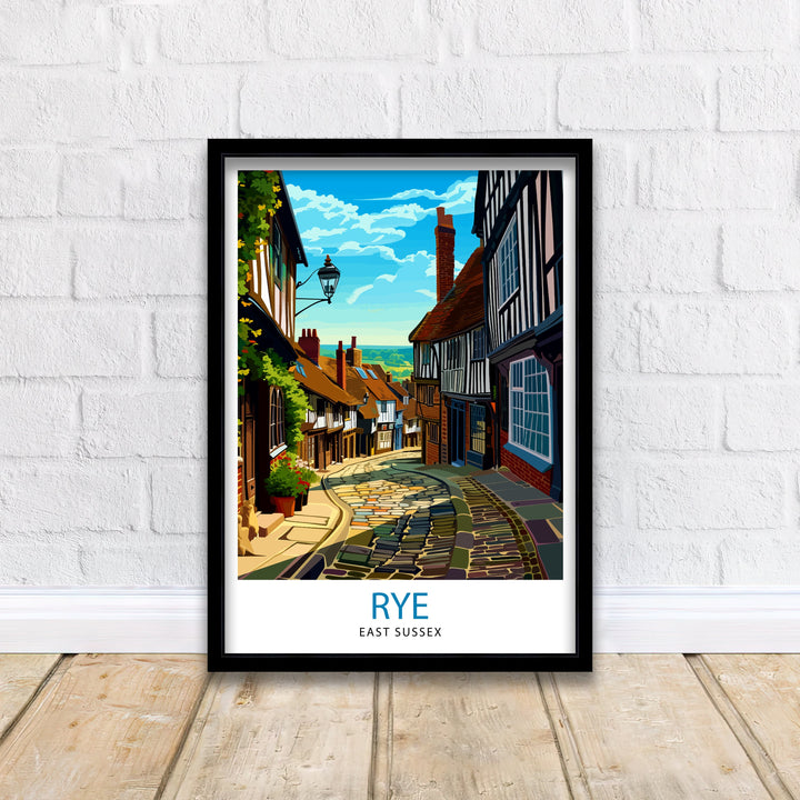 Rye East Sussex Print English Coastal Town Art Historic Rye Poster Medieval Architecture Wall Decor Cinque Ports Illustration