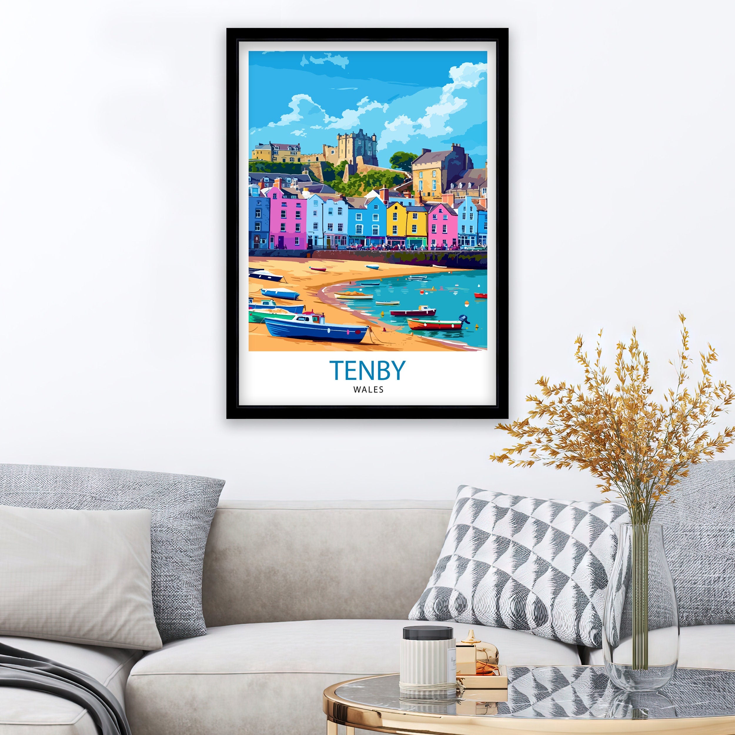 Tenby Pembrokshire Travel Poster, Art Print , Wall Art, Art Print