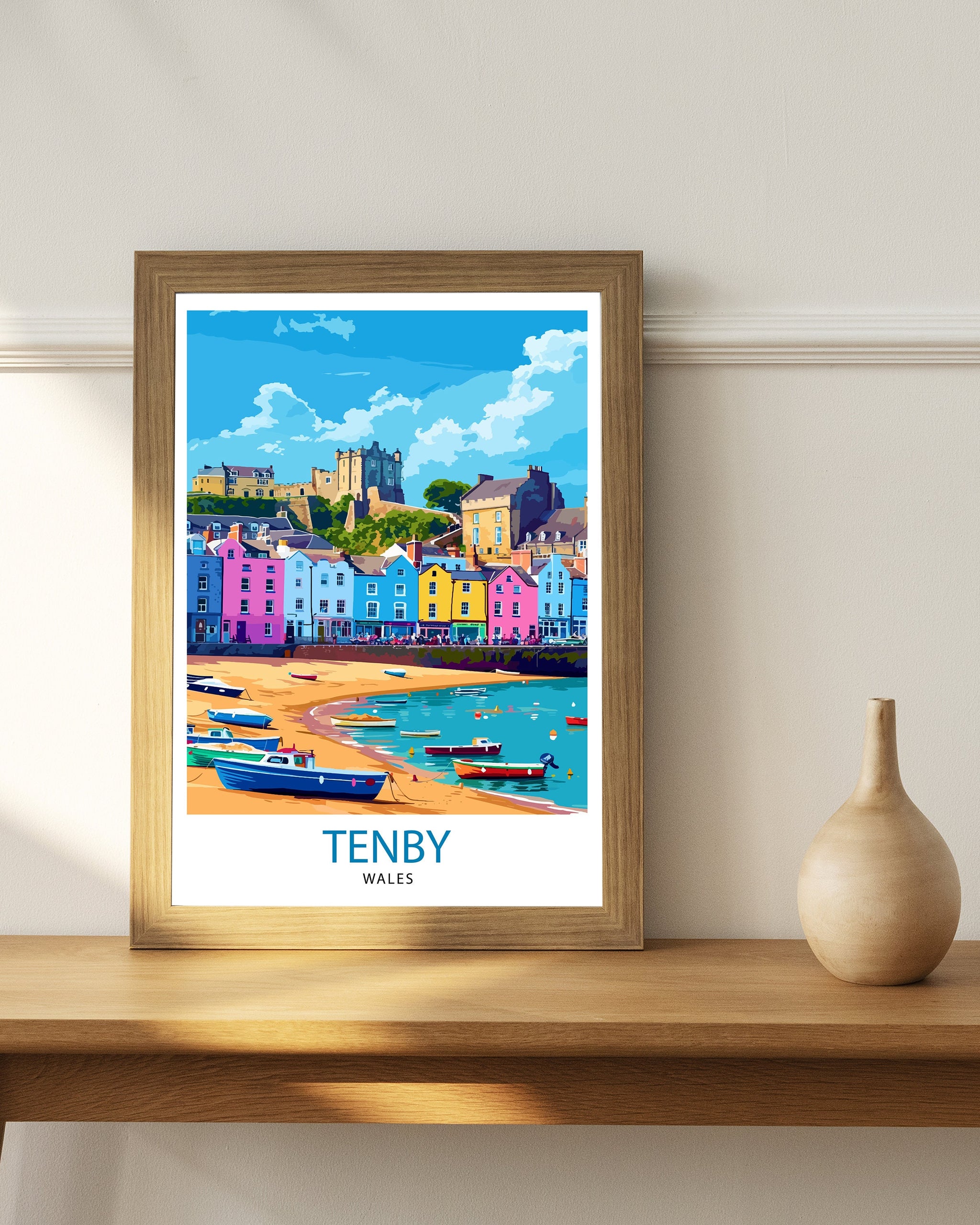 Tenby Pembrokshire Travel Poster, Art Print , Wall Art, Art Print