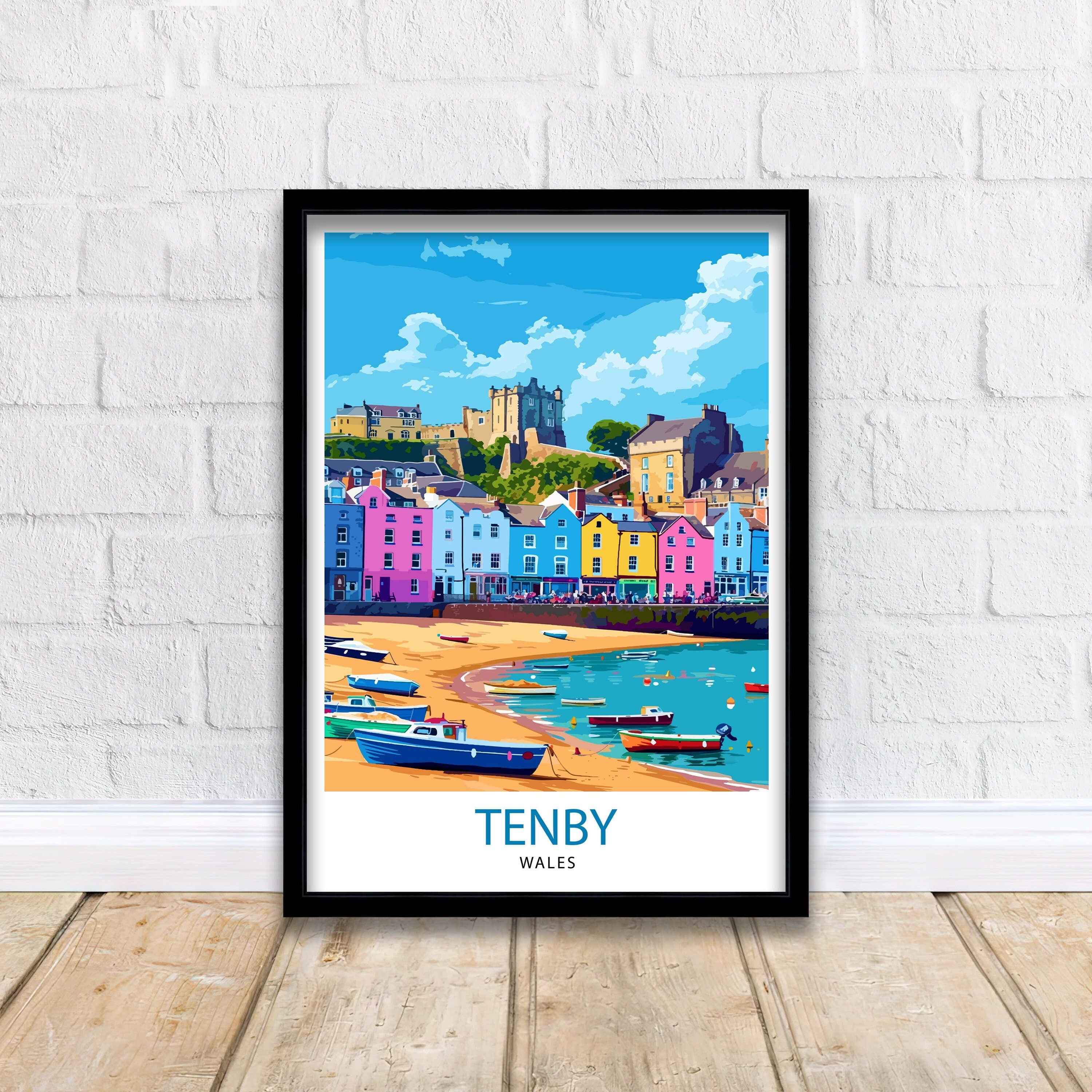Tenby Pembrokshire Travel Poster, Art Print , Wall Art, Art Print