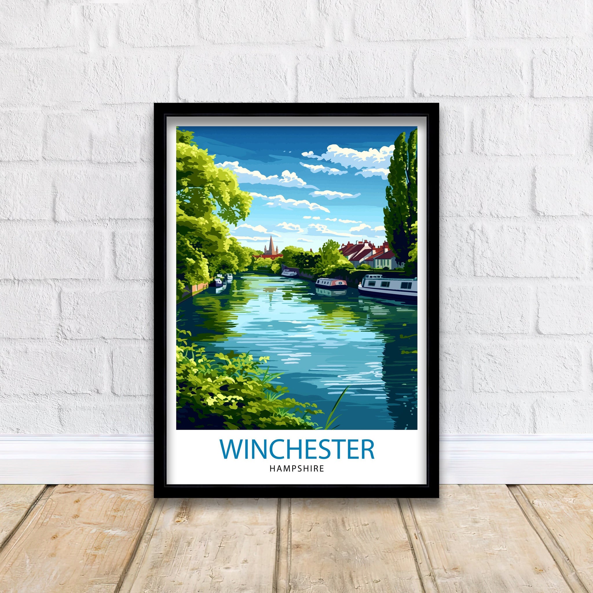 Winchester England Print Historic City Art Winchester Cathedral Poster English Heritage Wall Decor Hampshire Town Illustration British