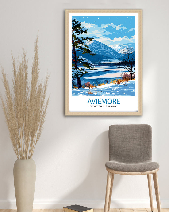 Aviemore Scotland Poster Cairngorms National Park Art Scottish Highland Poster Outdoor Adventure