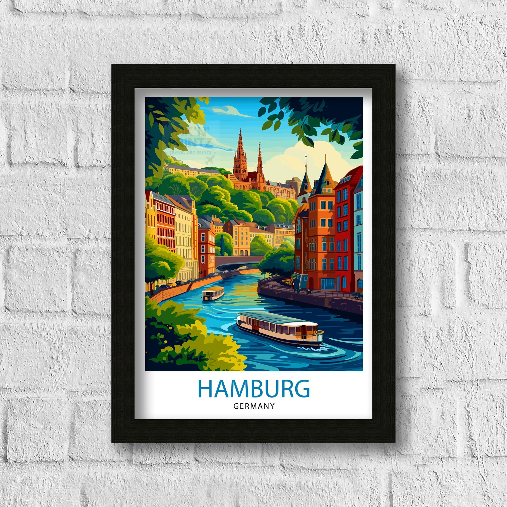 Hamburg Germany Travel Print Hamburg Wall Art Germany Travel Poster Hamburg Illustration Hamburg Gift Hamburg Home Decor