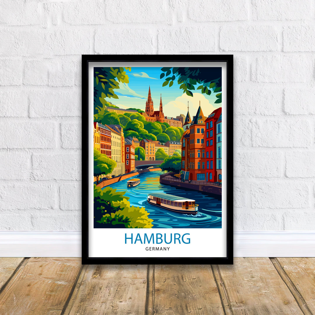 Hamburg Germany Travel Poster Hamburg Wall Art Germany Travel Poster Hamburg Illustration Hamburg Gift Hamburg Home Decor