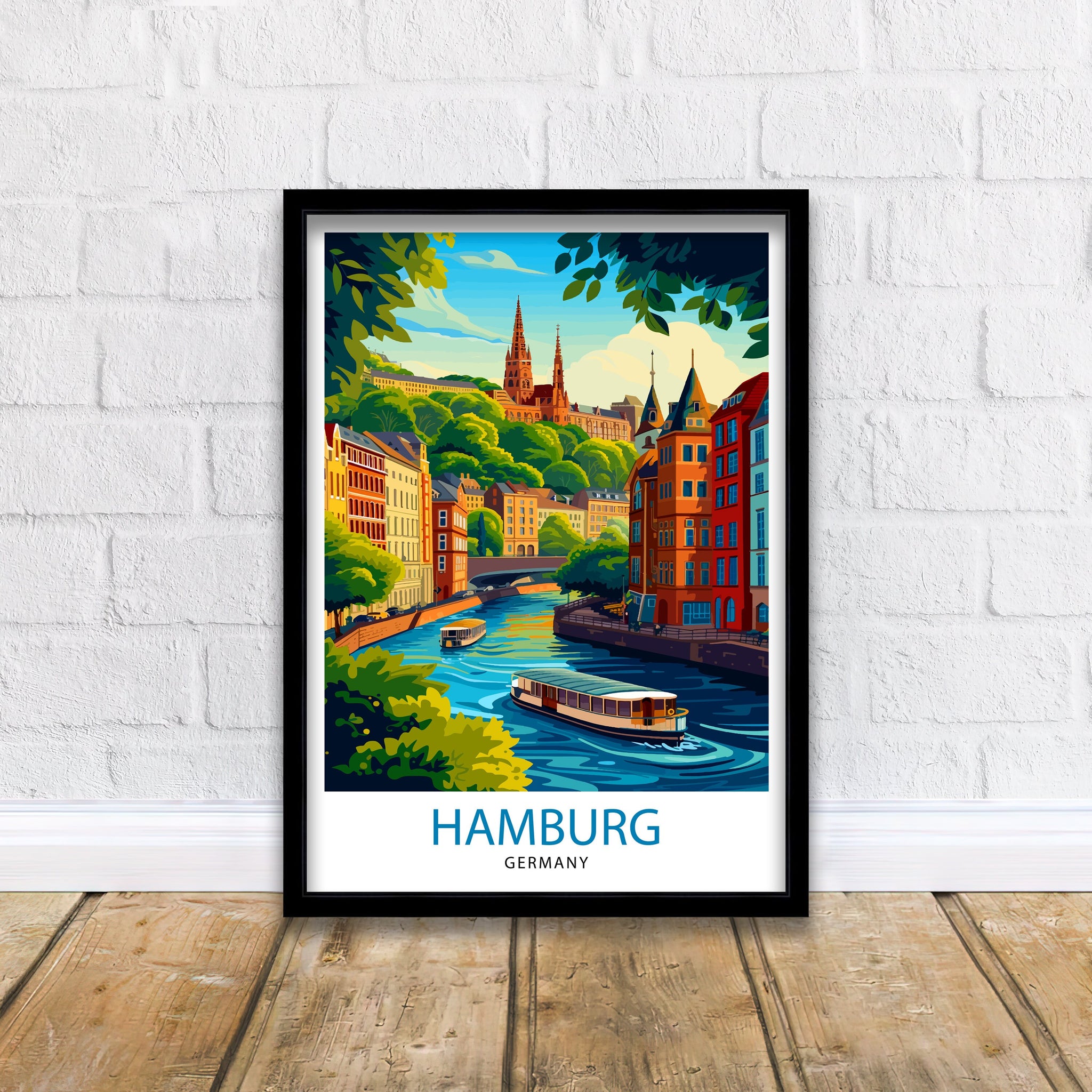 Hamburg Germany Travel Print Hamburg Wall Art Germany Travel Poster Hamburg Illustration Hamburg Gift Hamburg Home Decor