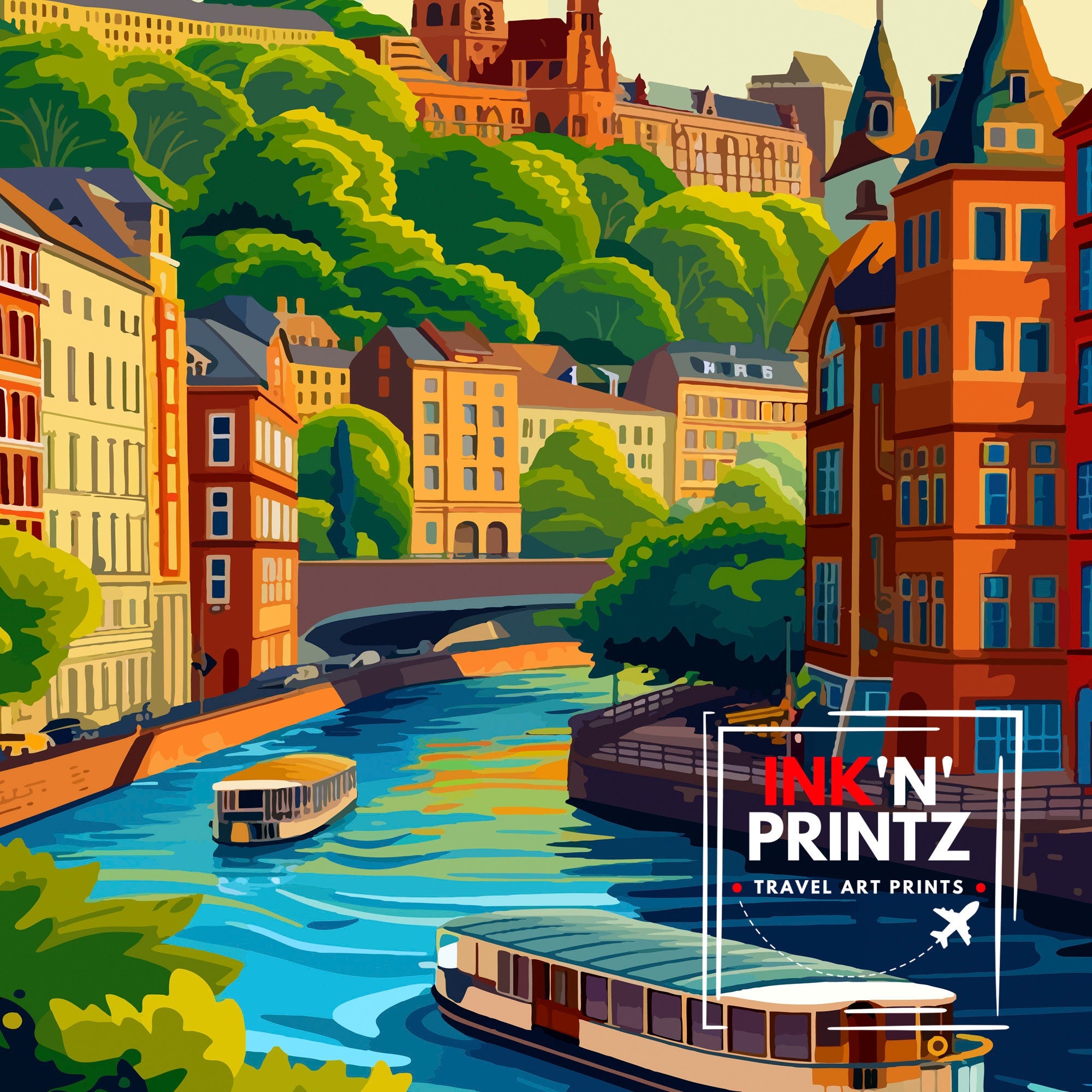 Hamburg Germany Travel Print Hamburg Wall Art Germany Travel Poster Hamburg Illustration Hamburg Gift Hamburg Home Decor