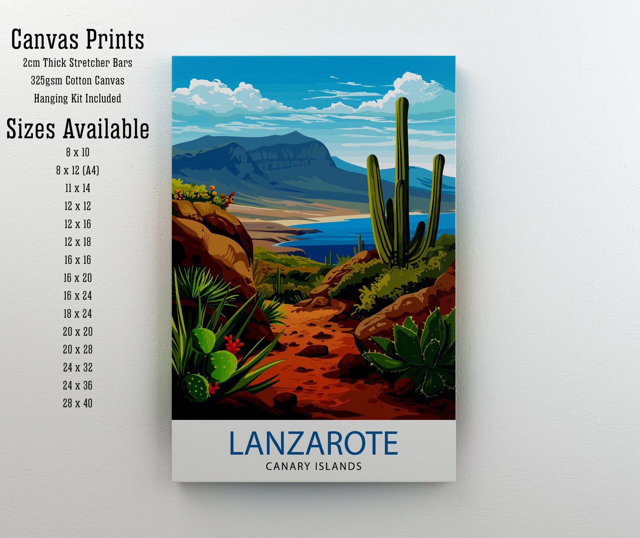 Lanzarote Travel Print Lanzarote Wall Art Lanzarote Poster Spain Travel Prints Lanzarote Art Print Lanzarote Illustration Lanzarote Wall