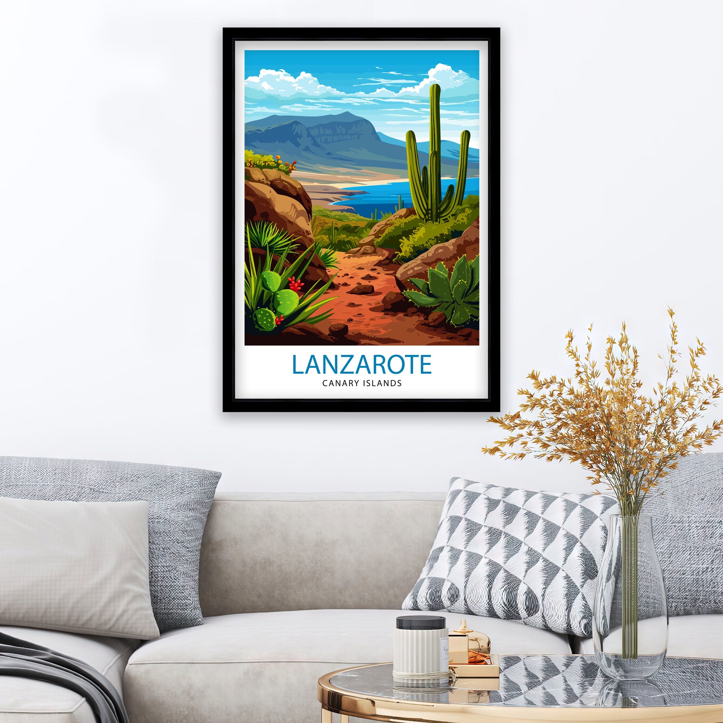 Lanzarote Travel Print Lanzarote Wall Art Lanzarote Poster Spain Travel Prints Lanzarote Art Print Lanzarote Illustration Lanzarote Wall