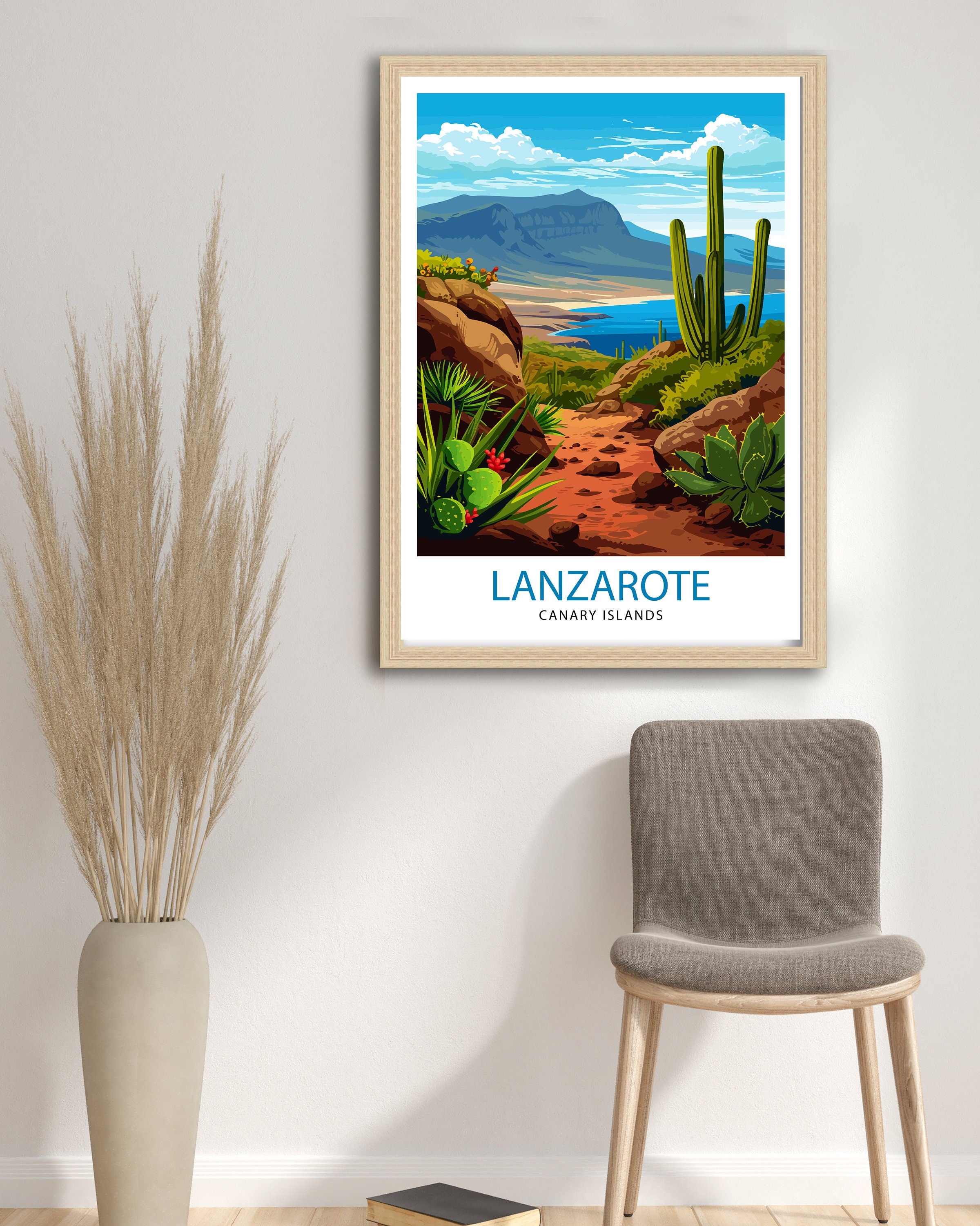 Lanzarote Travel Print Lanzarote Wall Art Lanzarote Poster Spain Travel Prints Lanzarote Art Print Lanzarote Illustration Lanzarote Wall