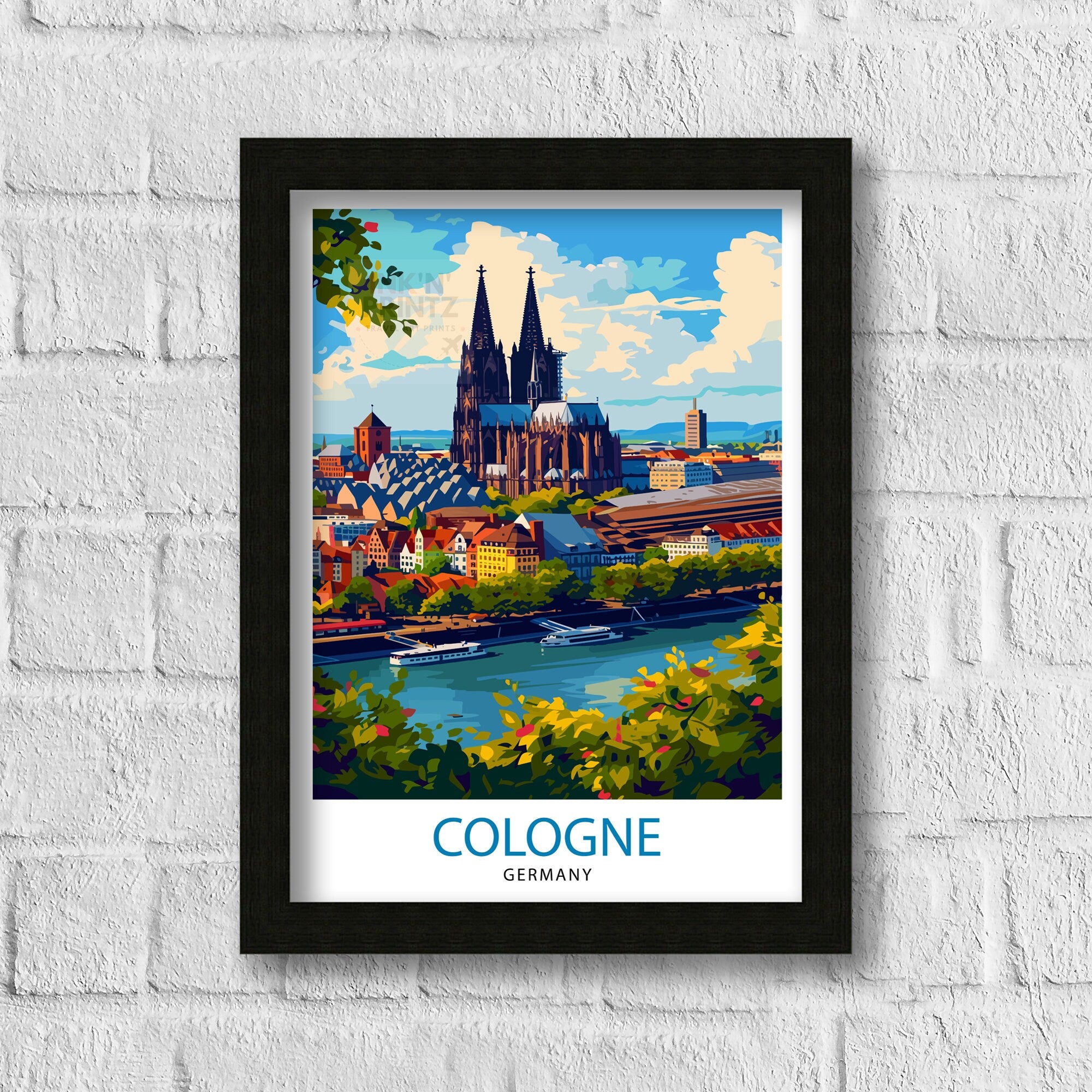 Cologne Germany Travel Print , Cologne Wall Decor, Cologne Home Living Decor, Cologne Illustration Travel Poster, Gift for Cologne, Germany
