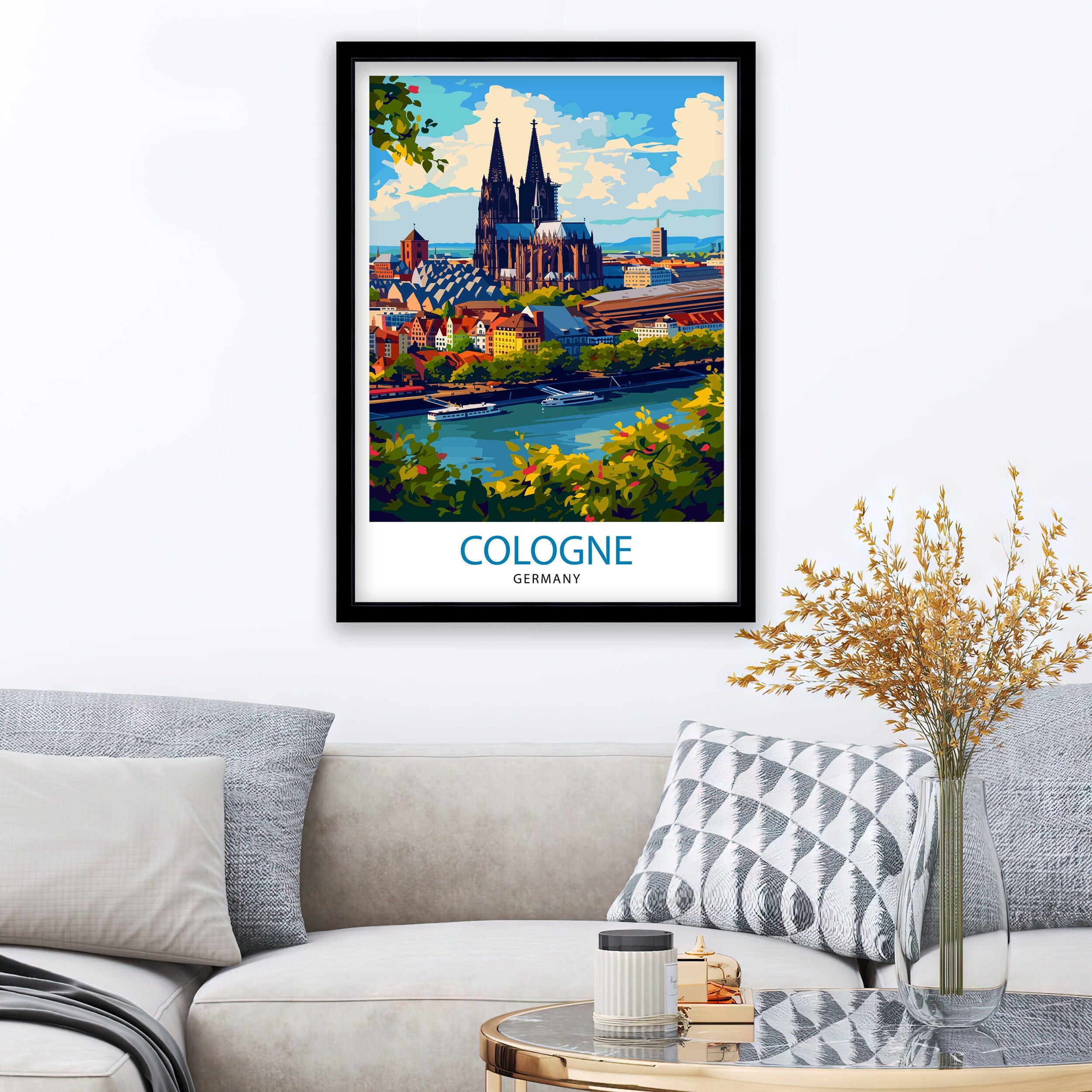 Cologne Germany Travel Print , Cologne Wall Decor, Cologne Home Living Decor, Cologne Illustration Travel Poster, Gift for Cologne, Germany