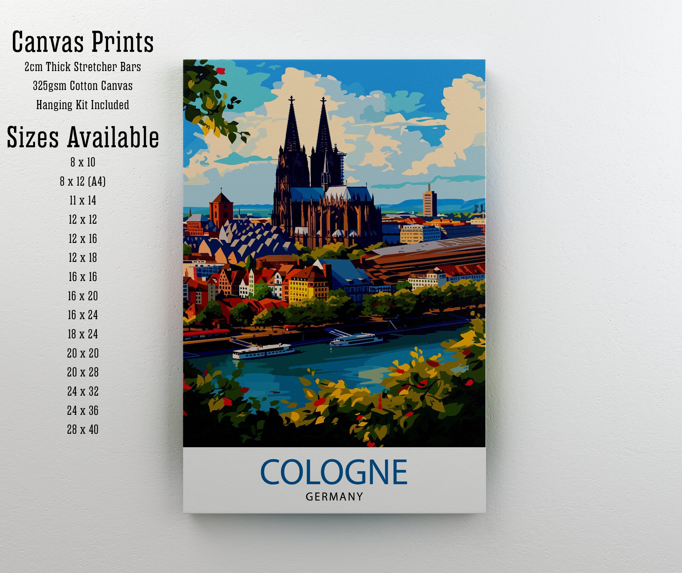 Cologne Germany Travel Print , Cologne Wall Decor, Cologne Home Living Decor, Cologne Illustration Travel Poster, Gift for Cologne, Germany