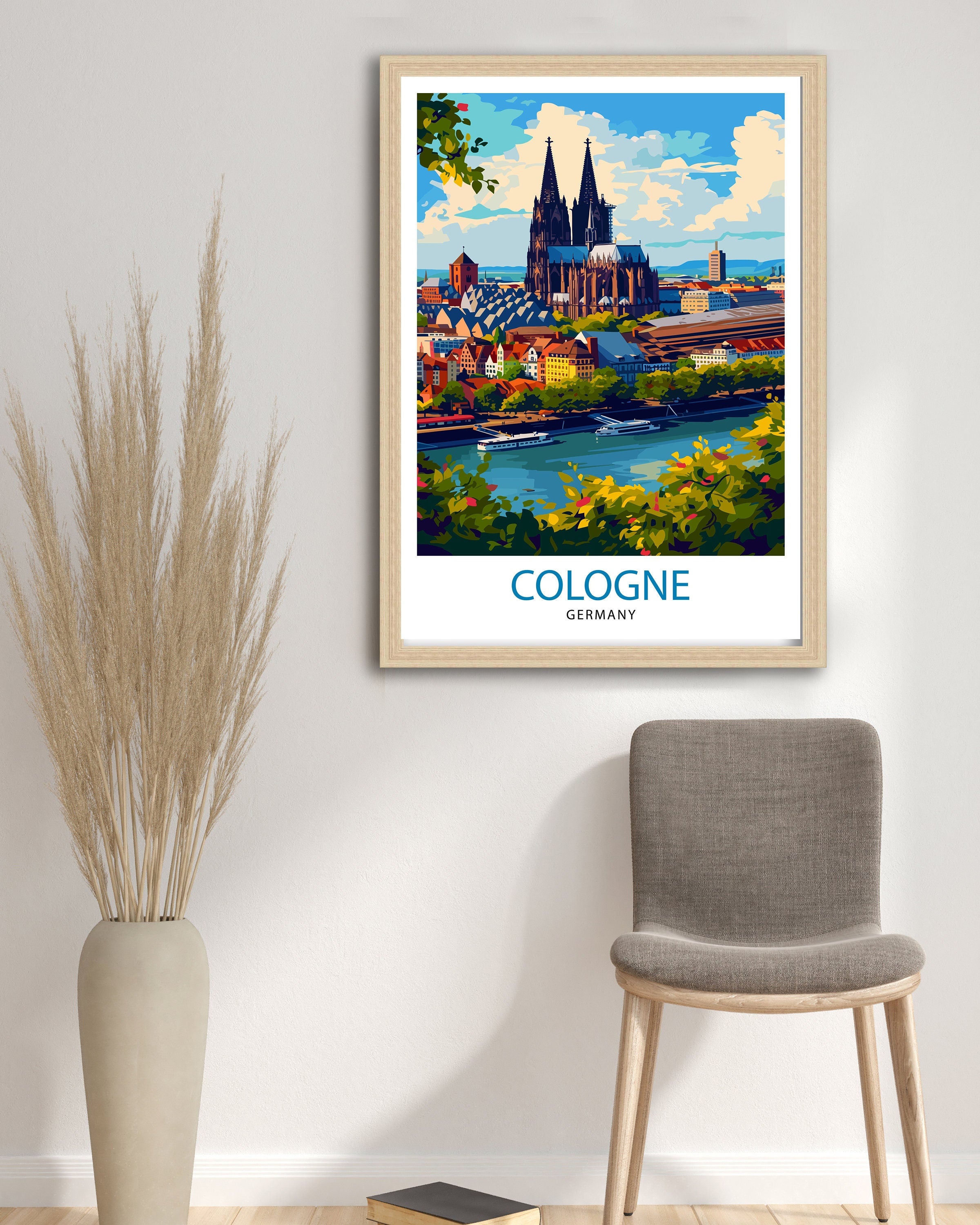 Cologne Germany Travel Print , Cologne Wall Decor, Cologne Home Living Decor, Cologne Illustration Travel Poster, Gift for Cologne, Germany