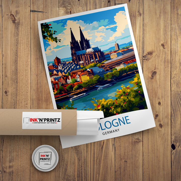 Cologne Germany Travel Poster , Cologne