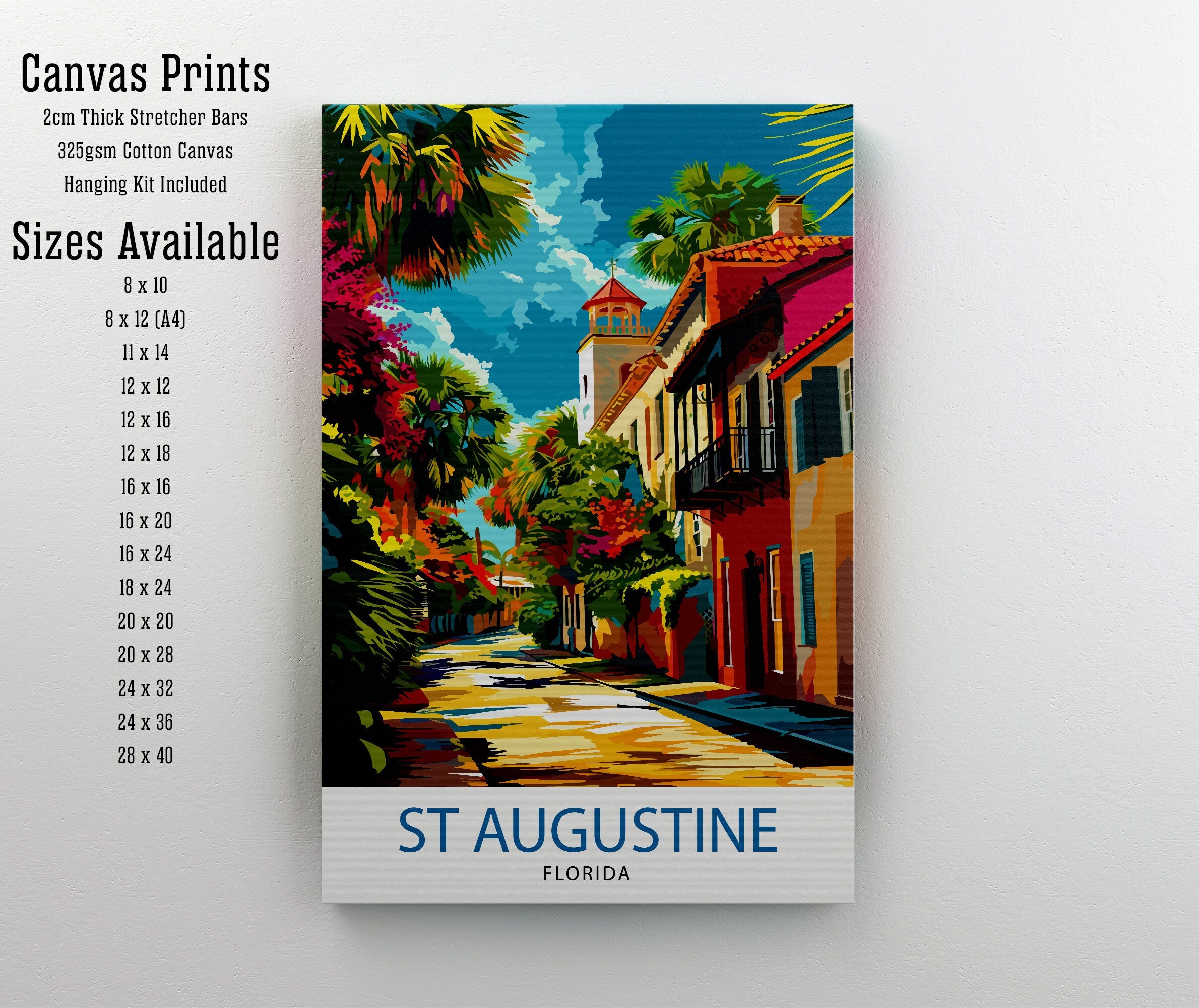 St Augustine Florida Travel Poster St Augustine Wall Decor St Augustine Print| Florida Travel Print St Augustine Art Print St Augustine