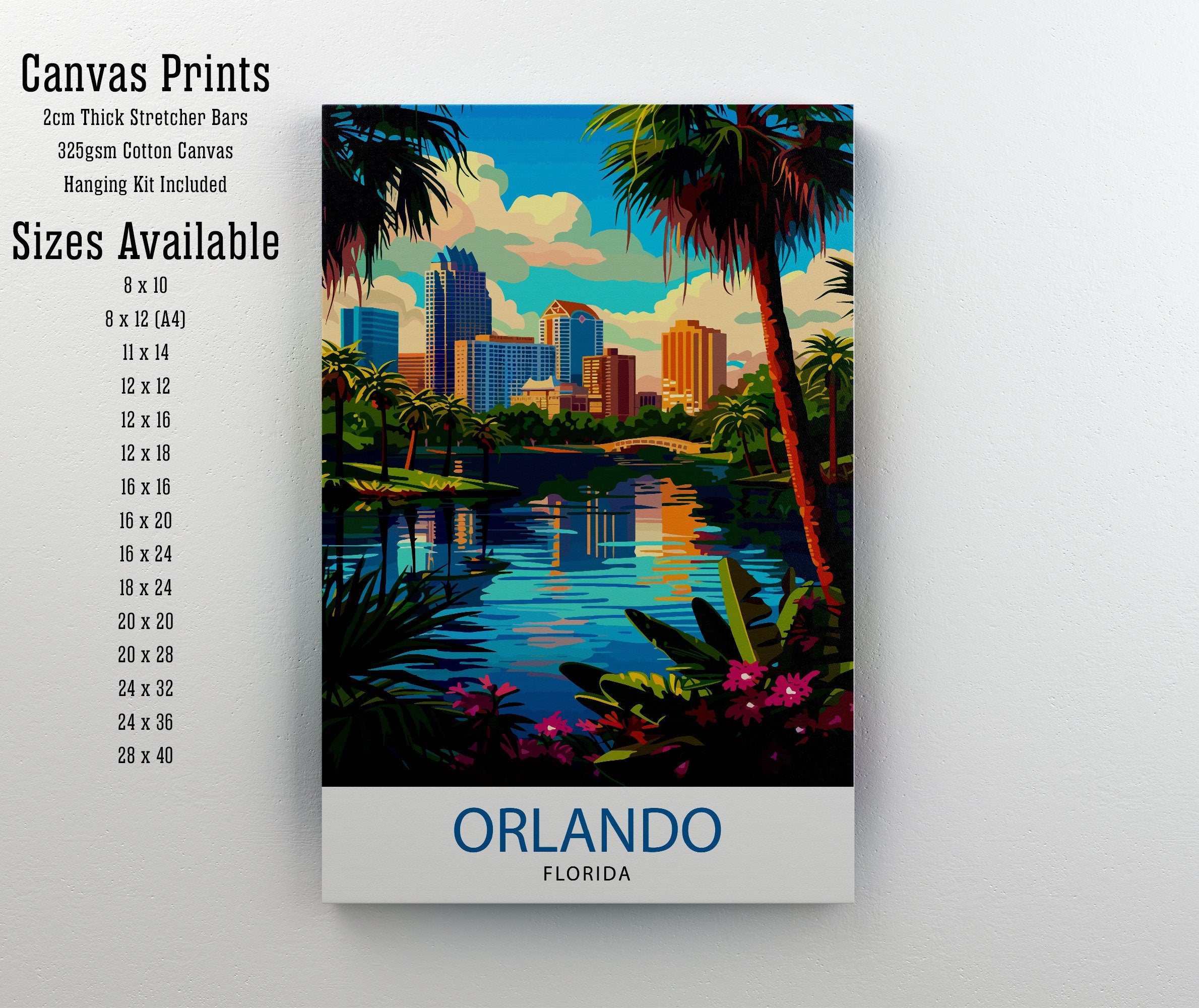 Orlando Florida Travel Print| Orlando Wall Decor Orlando Home Living Decor Orlando Illustration Travel Poster Gift For Orlando Florida Home