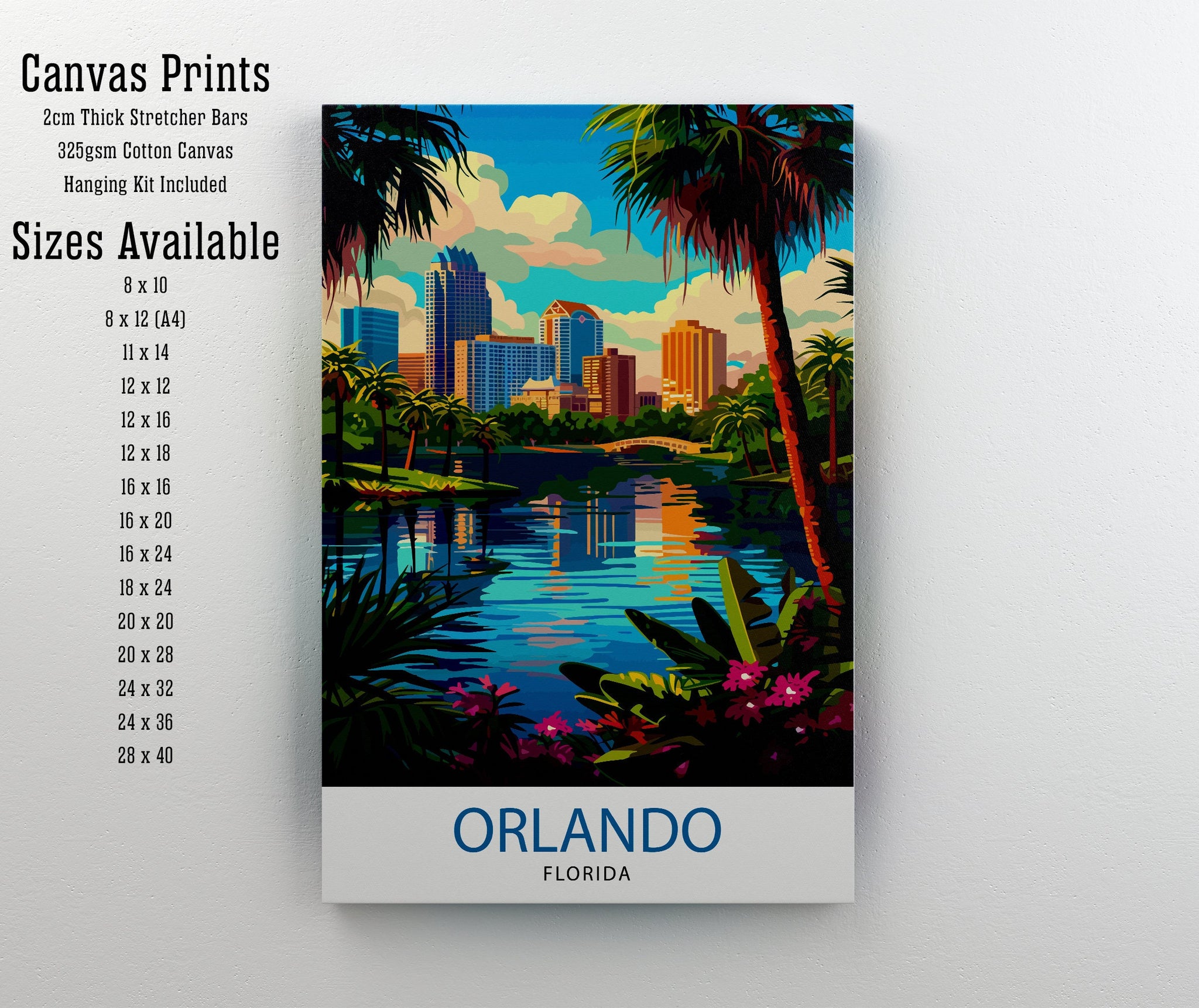 Orlando Florida Travel Print| Orlando Wall Decor Orlando Home Living Decor Orlando Illustration Travel Poster Gift For Orlando Florida Home