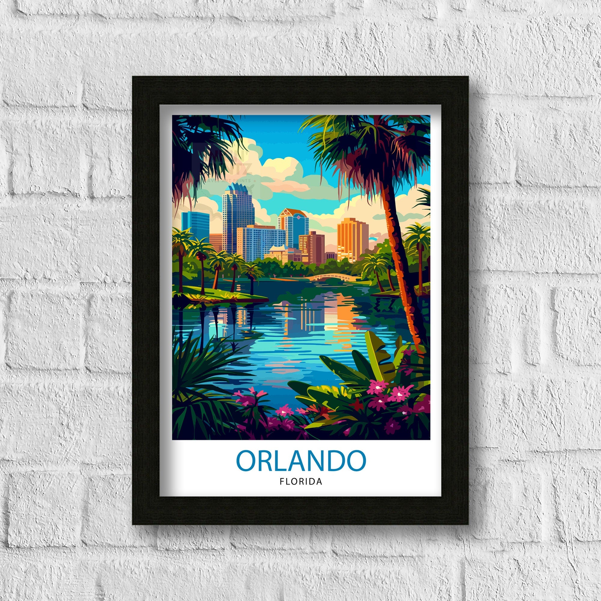 Orlando Florida Travel Print| Orlando Wall Decor Orlando Home Living Decor Orlando Illustration Travel Poster Gift For Orlando Florida Home