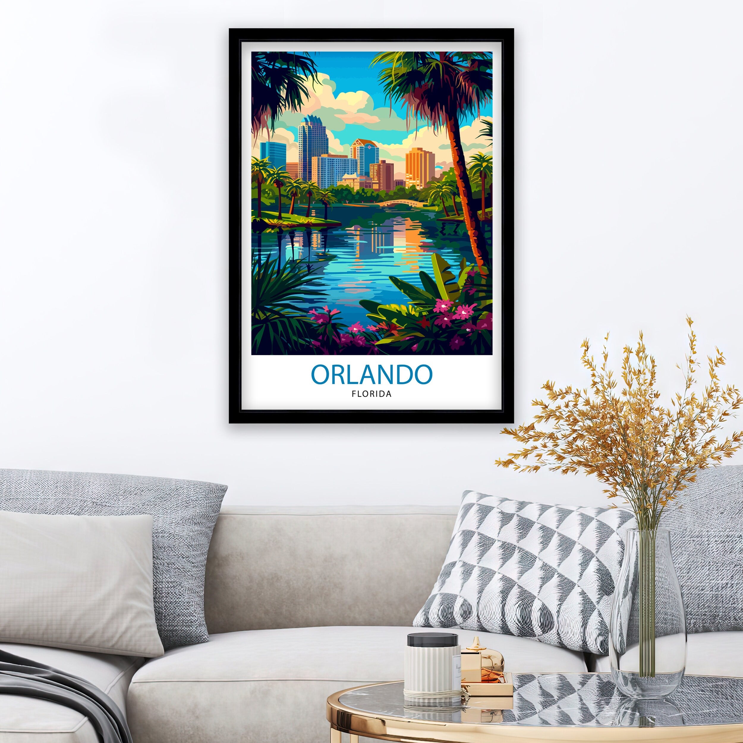 Orlando Florida Travel Print| Orlando Wall Decor Orlando Home Living Decor Orlando Illustration Travel Poster Gift For Orlando Florida Home