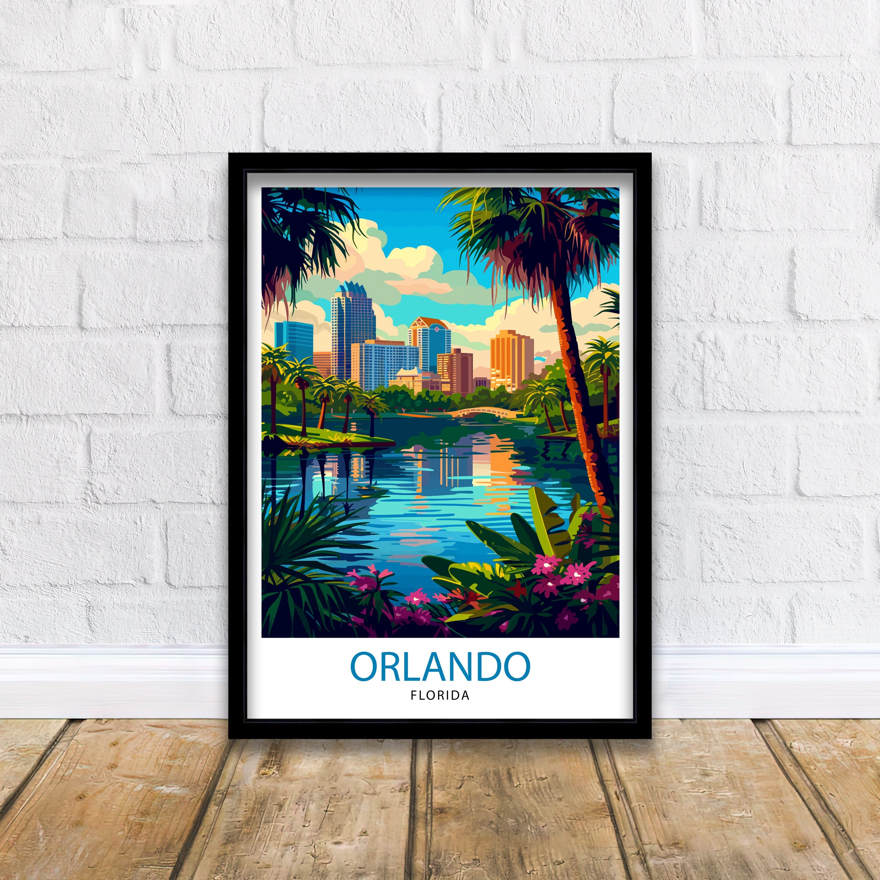Orlando Florida Travel Print| Orlando Wall Decor Orlando Home Living Decor Orlando Illustration Travel Poster Gift For Orlando Florida Home