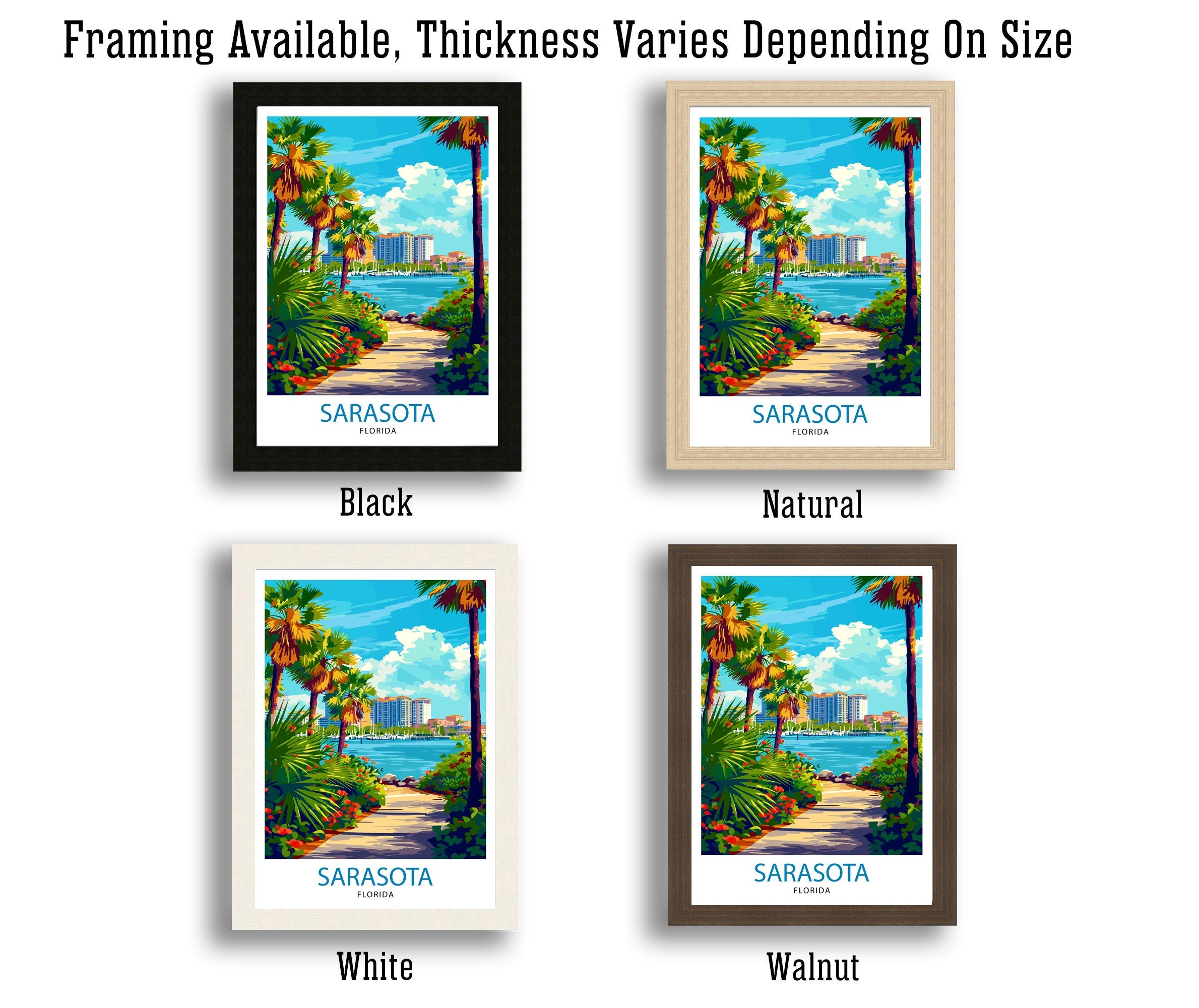 Sarasota Florida Travel Print| Sarasota Wall Decor Sarasota Poster Florida Travel Prints Sarasota Art Print Sarasota Illustration Sarasota