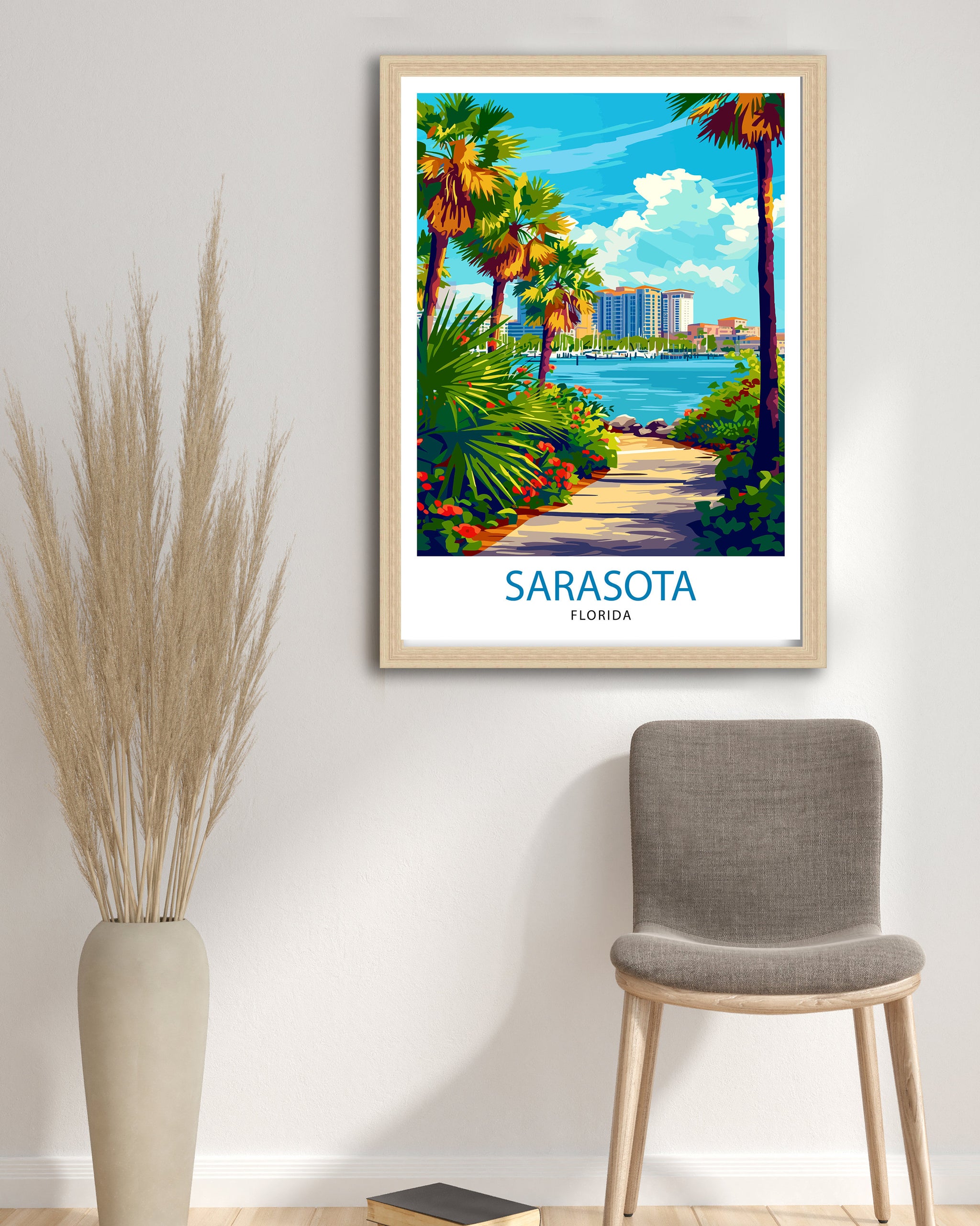 Sarasota Florida Travel Print| Sarasota Wall Decor Sarasota Poster Florida Travel Prints Sarasota Art Print Sarasota Illustration Sarasota