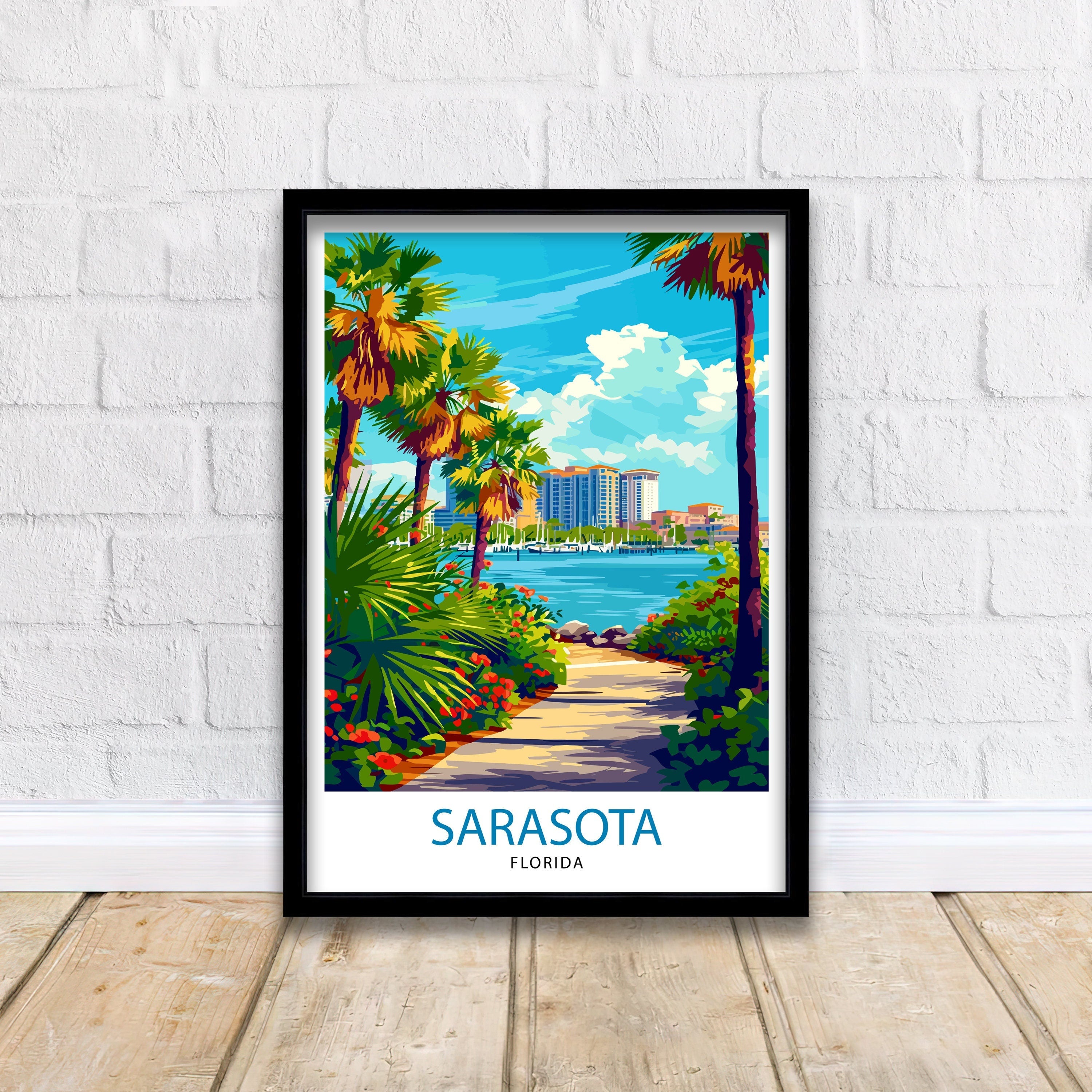 Sarasota Florida Travel Print| Sarasota Wall Decor Sarasota Poster Florida Travel Prints Sarasota Art Print Sarasota Illustration Sarasota