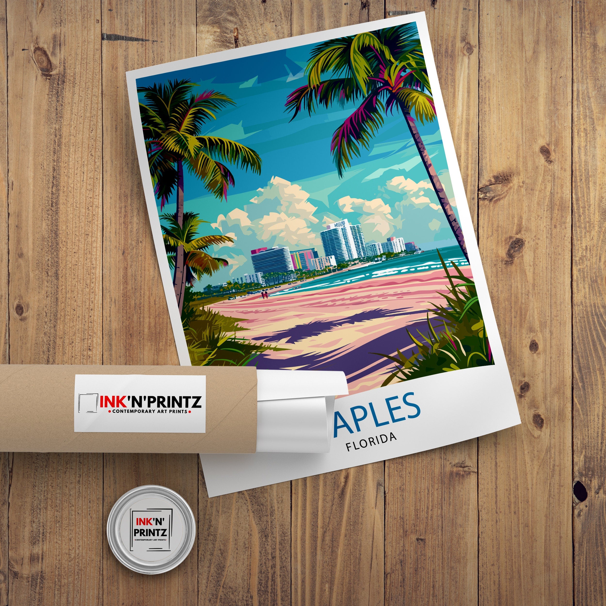 Naples Florida Travel Print| Naples Wall Art Naples Decor Florida Travel Poster Naples Illustration Naples Gift Florida Home Decor