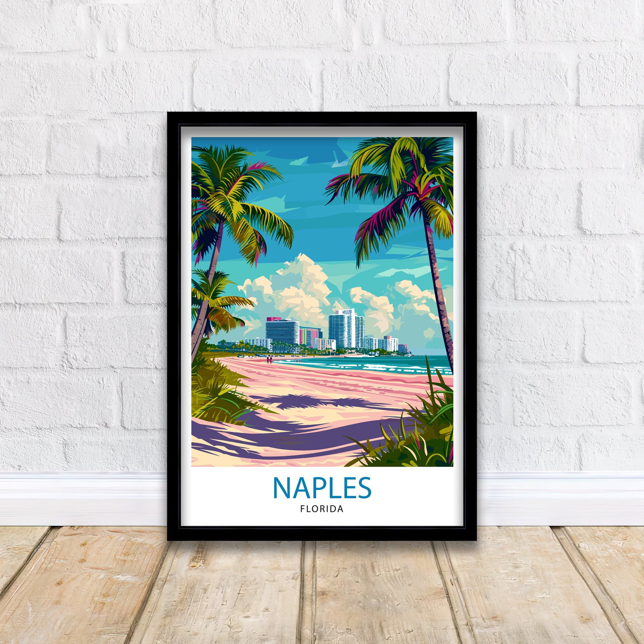 Naples Florida Travel Print| Naples Wall Art Naples Decor Florida Travel Poster Naples Illustration Naples Gift Florida Home Decor