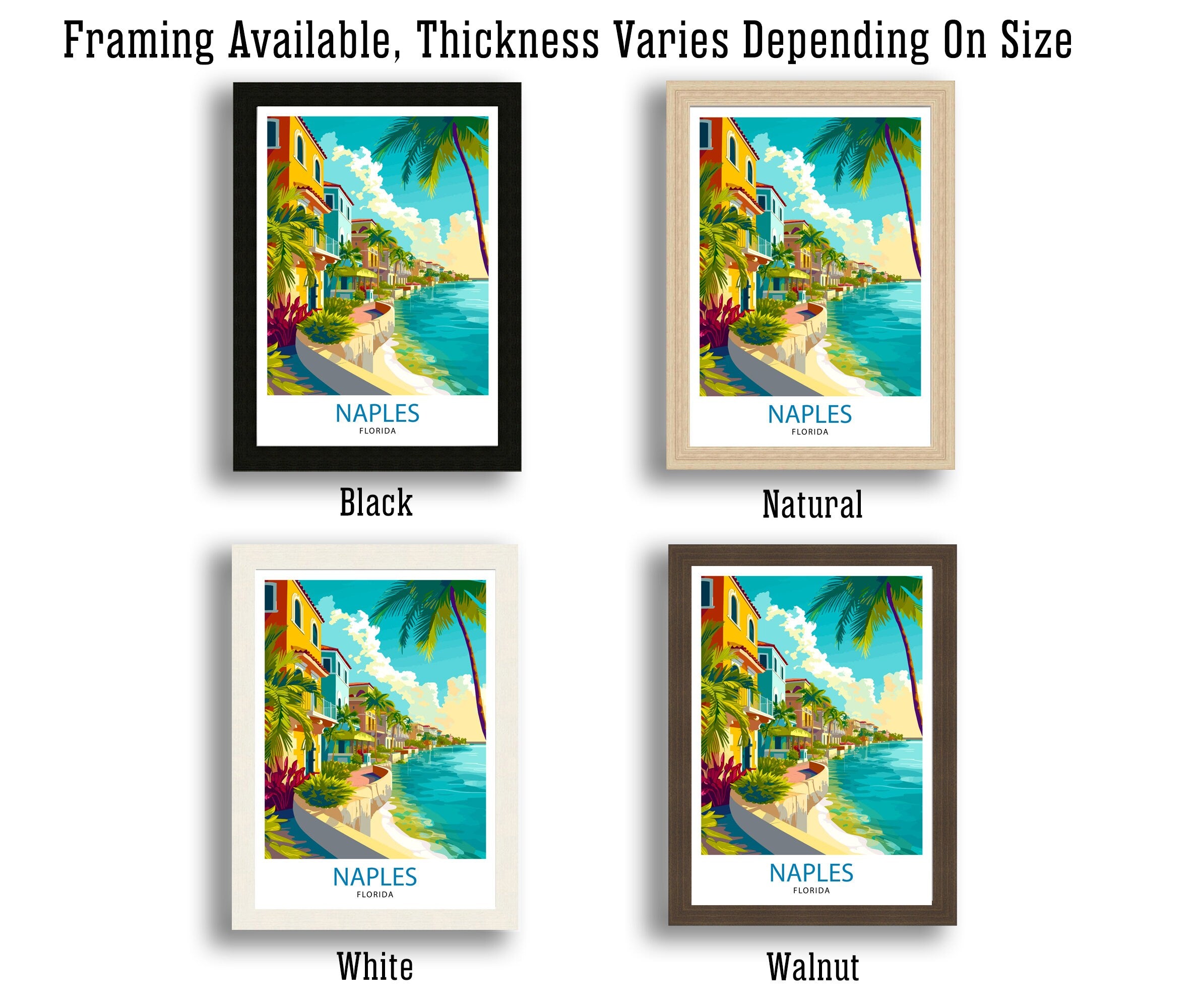 Naples Florida Travel Print| Naples Wall Art Naples Decor Florida Travel Poster Naples Illustration Naples Gift Florida Home Decor