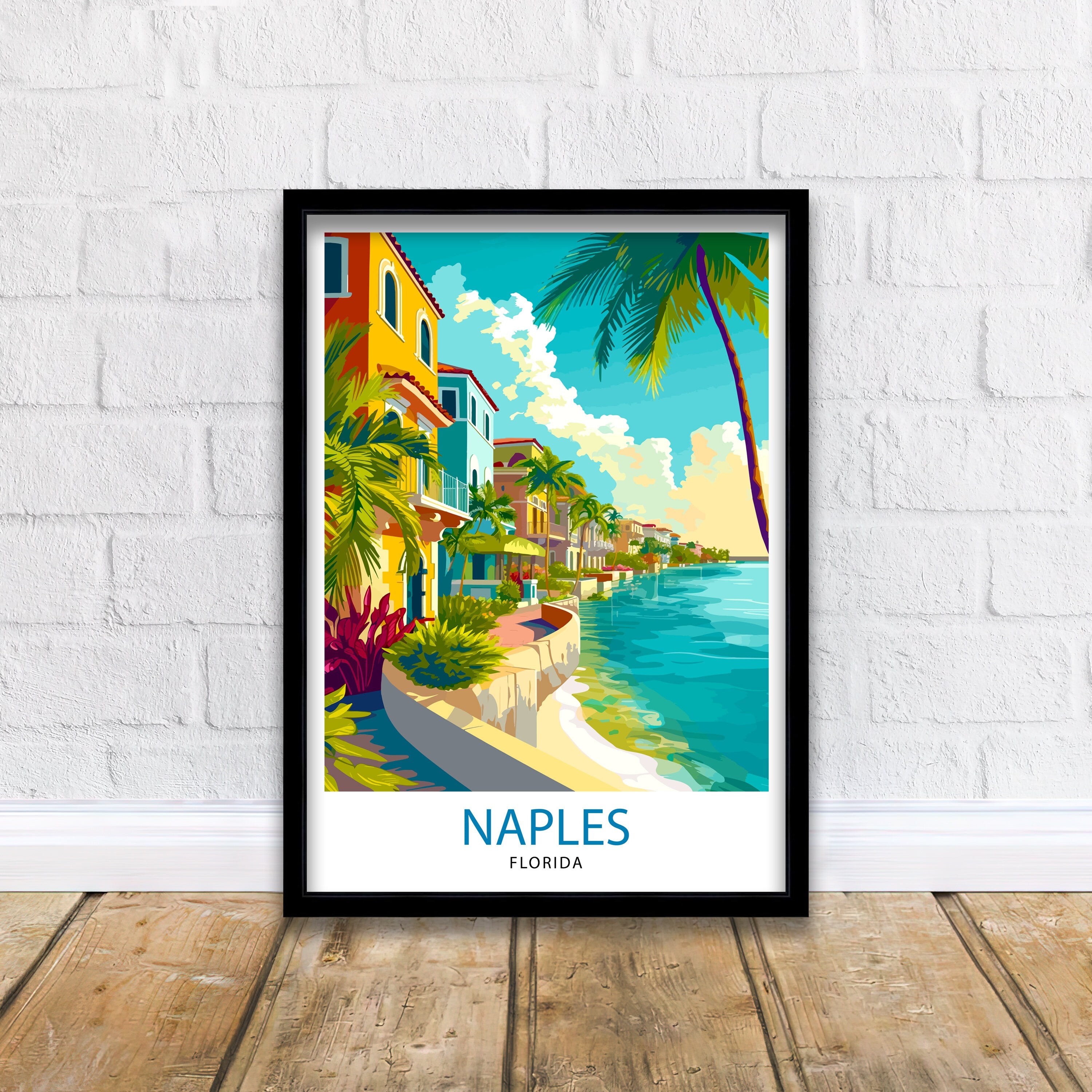 Naples Florida Travel Print| Naples Wall Art Naples Decor Florida Travel Poster Naples Illustration Naples Gift Florida Home Decor