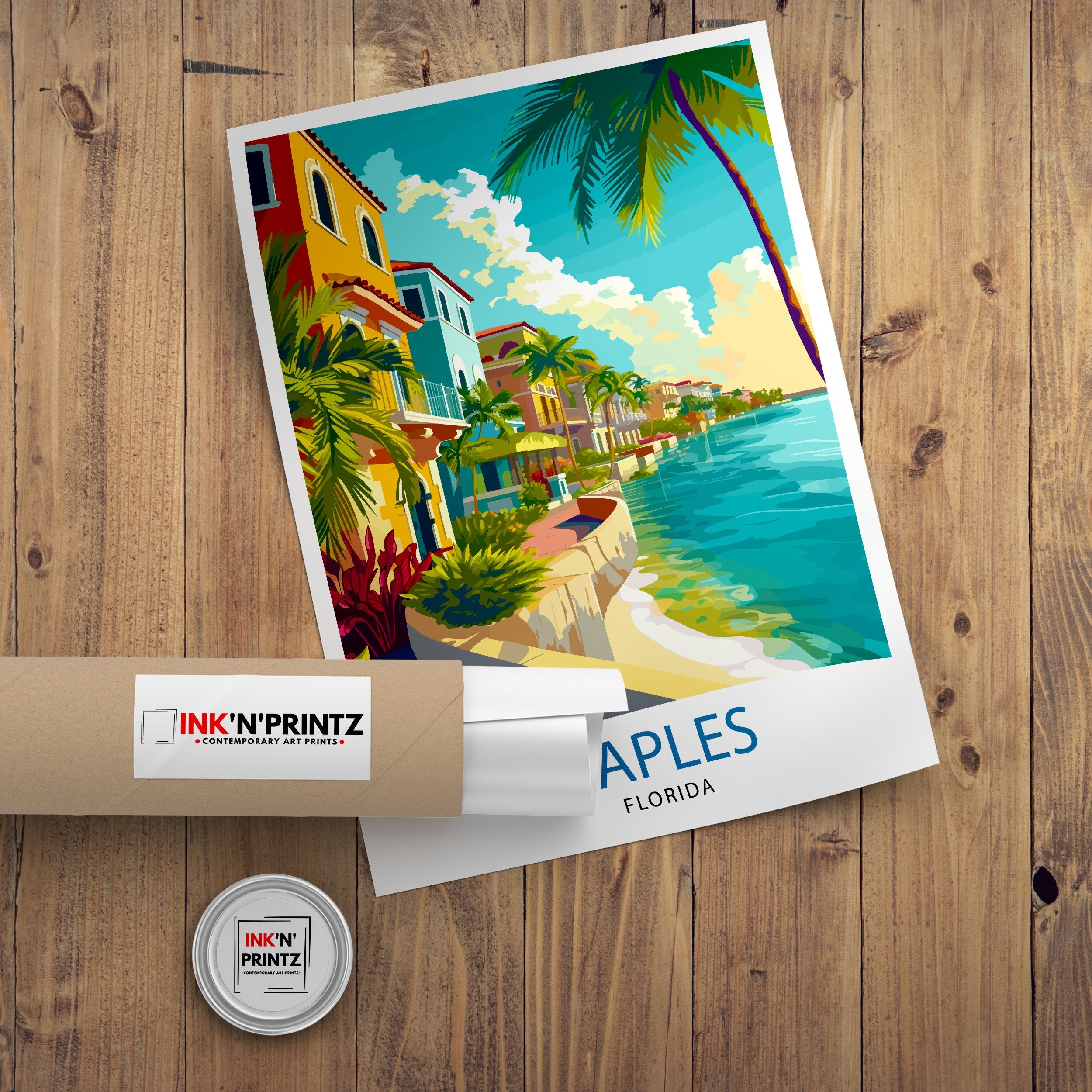 Naples Florida Travel Print| Naples Wall Art Naples Decor Florida Travel Poster Naples Illustration Naples Gift Florida Home Decor