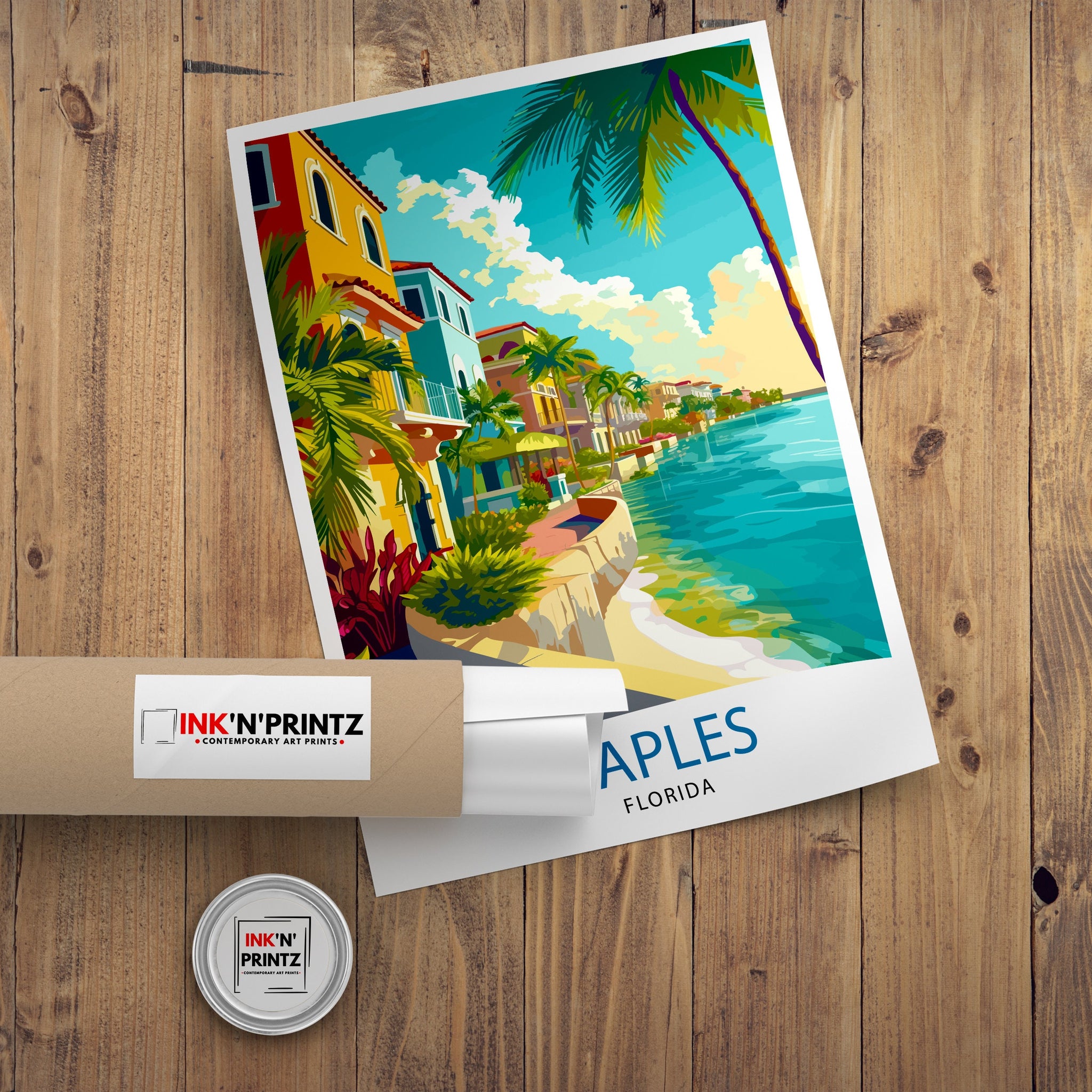 Naples Florida Travel Print| Naples Wall Art Naples Decor Florida Travel Poster Naples Illustration Naples Gift Florida Home Decor