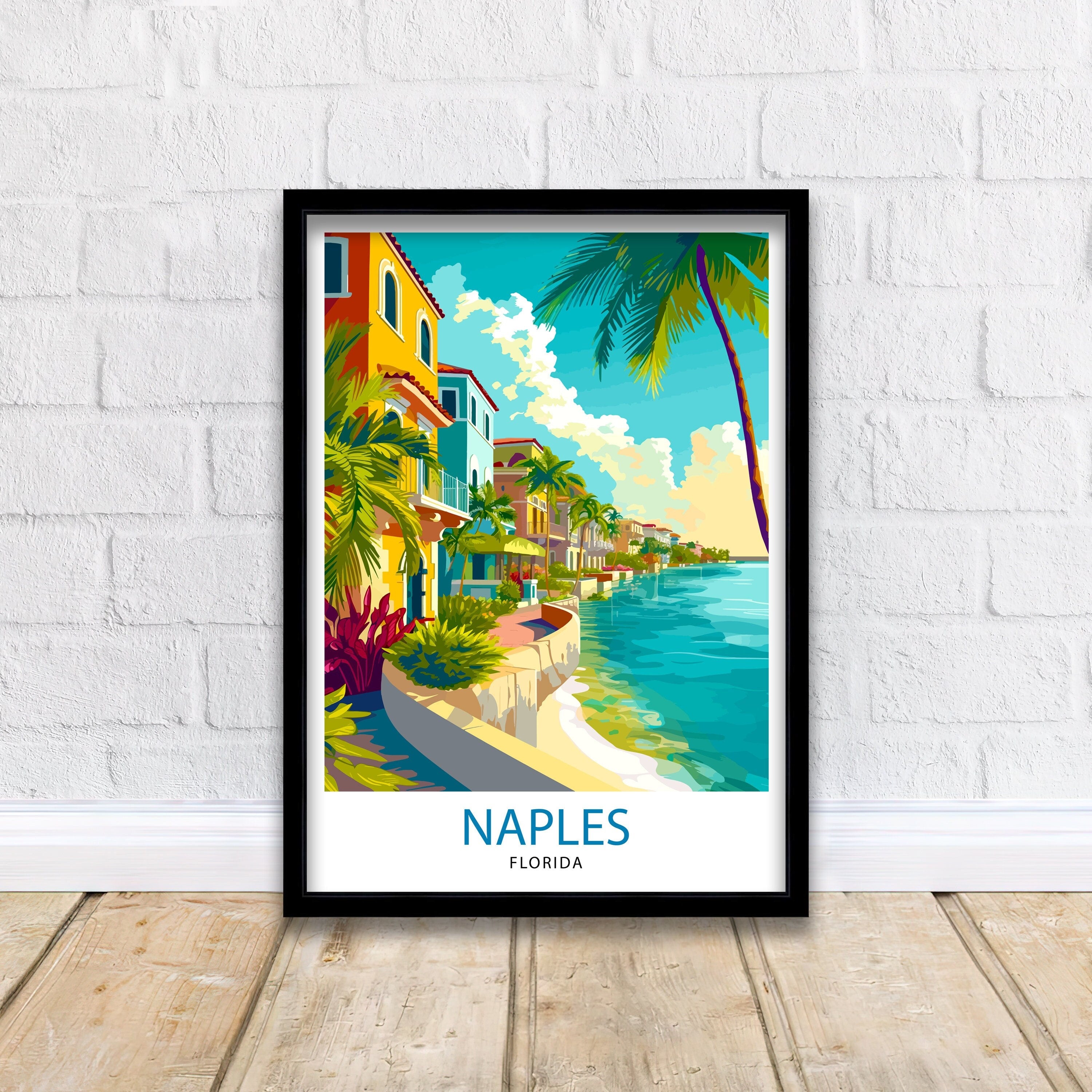 Naples Florida Travel Print| Naples Wall Art Naples Decor Florida Travel Poster Naples Illustration Naples Gift Florida Home Decor