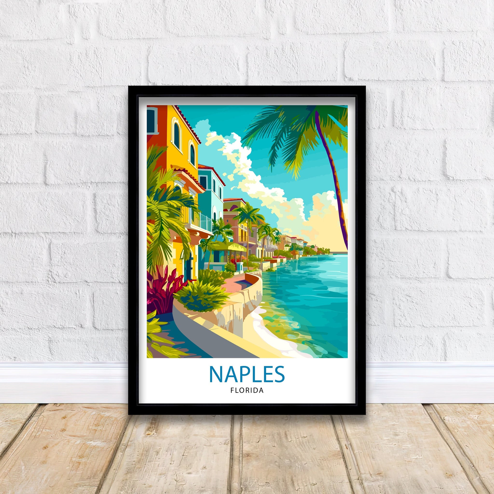 Naples Florida Travel Print| Naples Wall Art Naples Decor Florida Travel Poster Naples Illustration Naples Gift Florida Home Decor