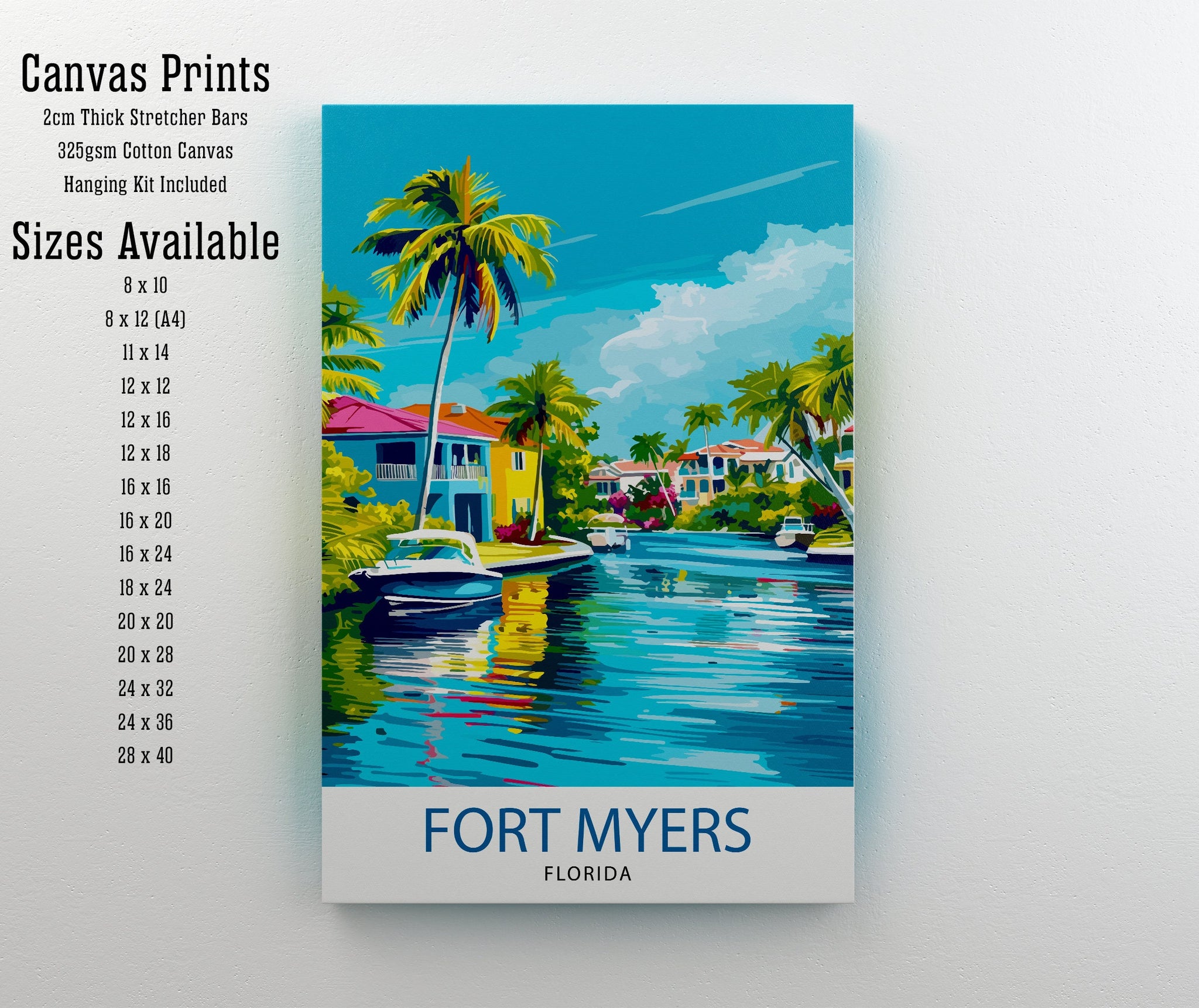 Fort Myers Beach Florida Travel Print| Florida Wall Decor Fort Myers Beach Poster Beach Travel Prints Florida Art Print Fort Myers Beach