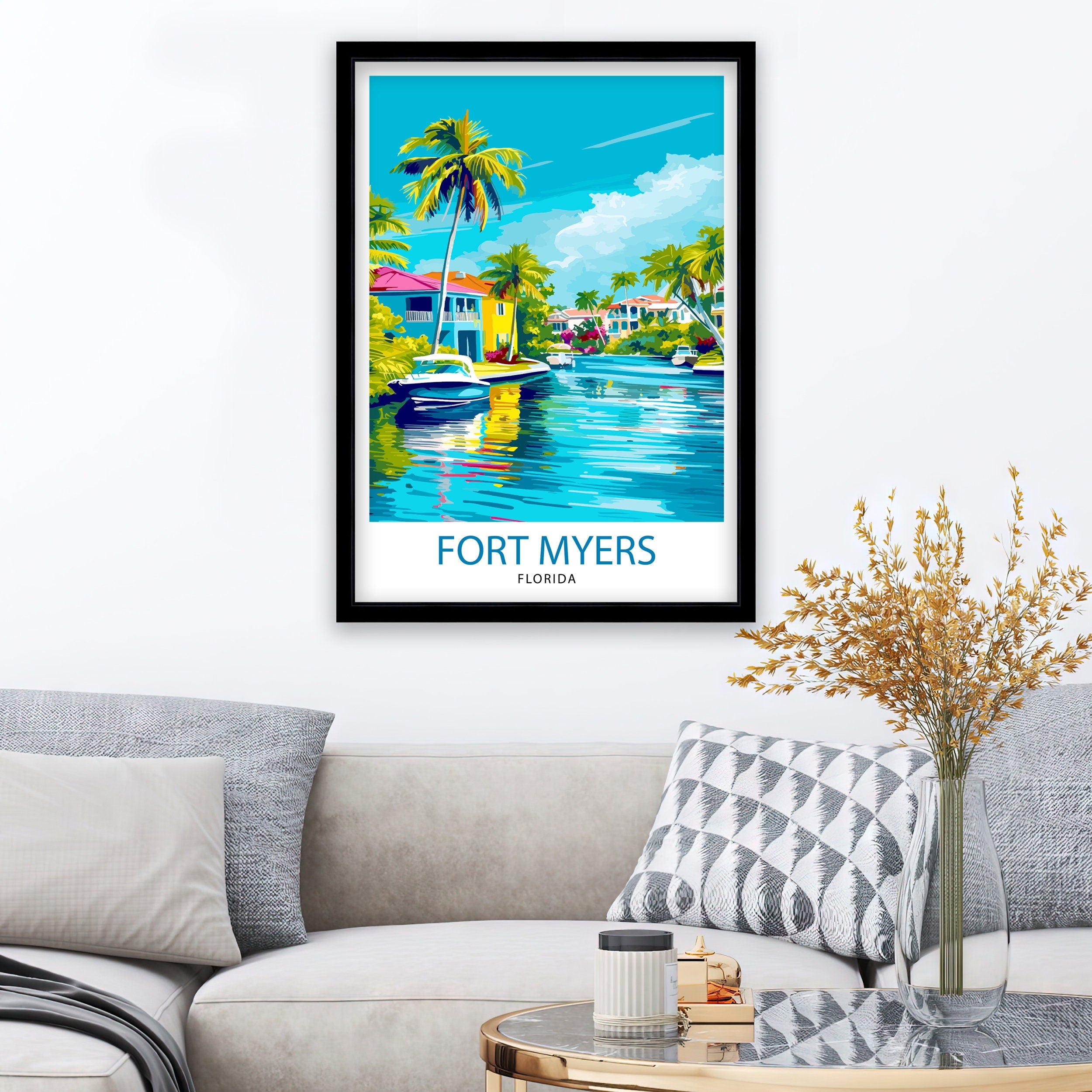 Fort Myers Beach Florida Travel Print| Florida Wall Decor Fort Myers Beach Poster Beach Travel Prints Florida Art Print Fort Myers Beach