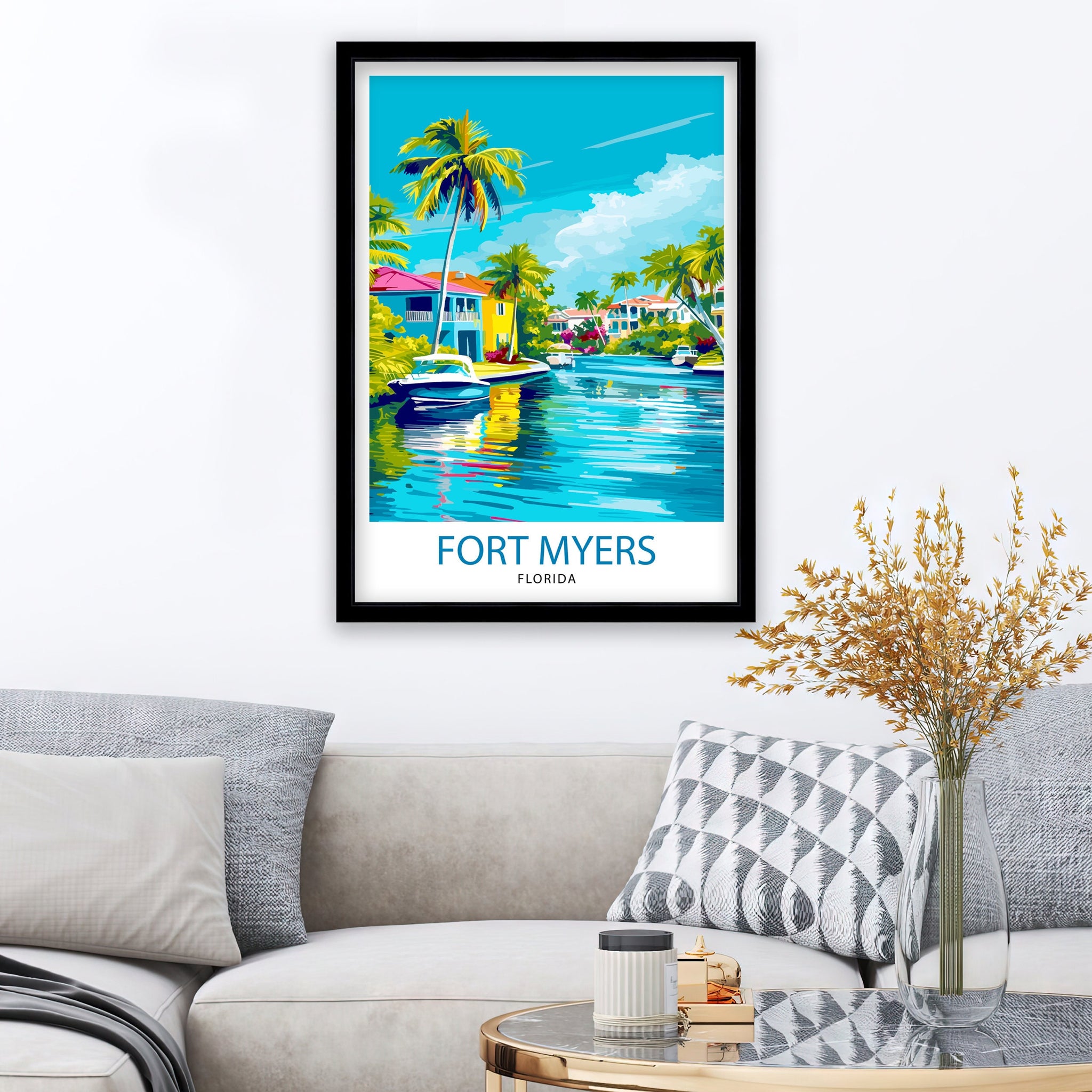 Fort Myers Beach Florida Travel Print| Florida Wall Decor Fort Myers Beach Poster Beach Travel Prints Florida Art Print Fort Myers Beach