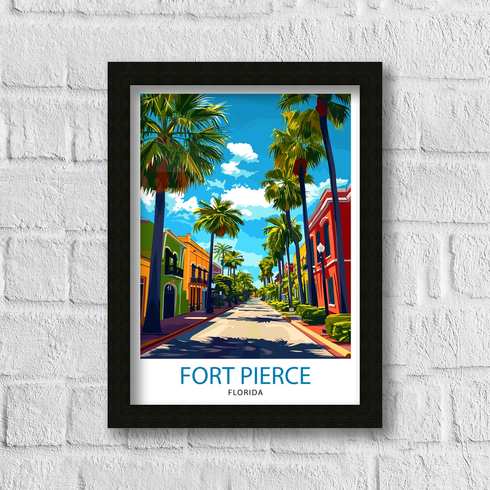 Fort Pierce Florida Print| Treasure Coast Art Sunrise City Poster Florida Coastal Wall Decor Indian River Illustration St Lucie County