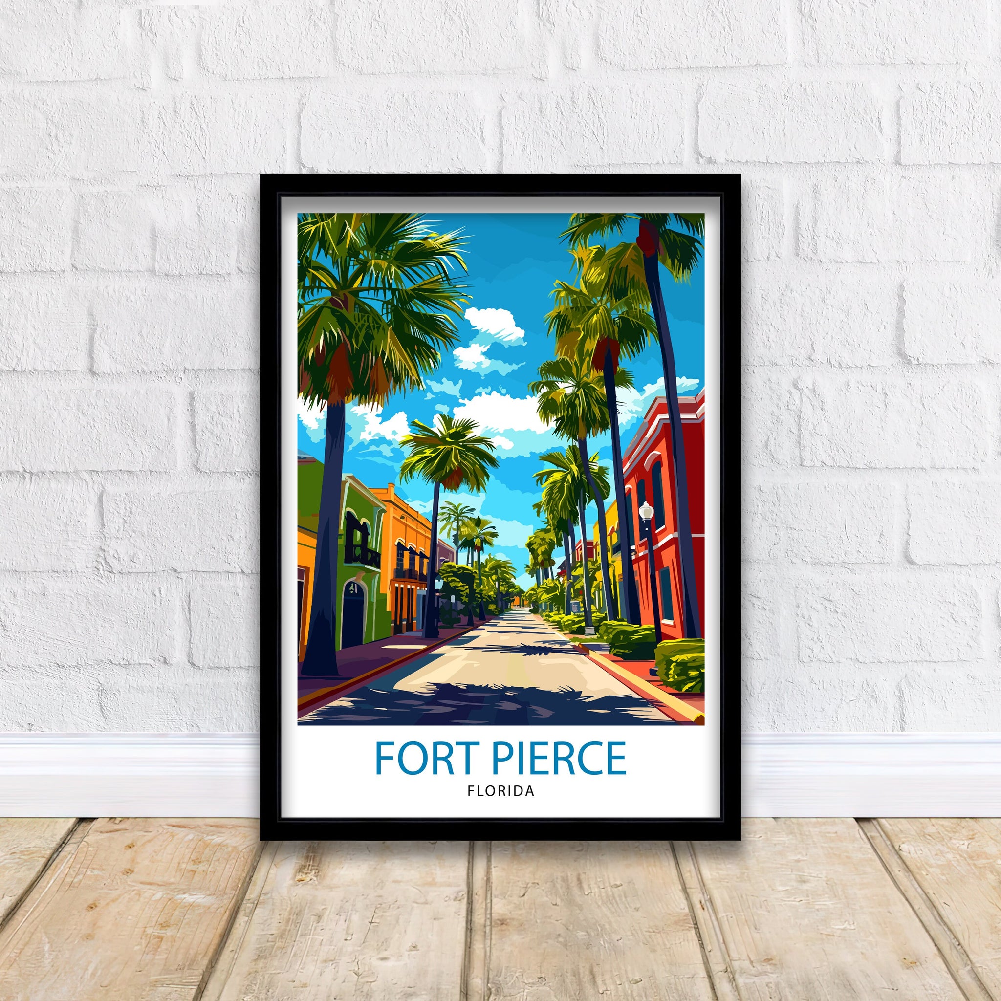 Fort Pierce Florida Print| Treasure Coast Art Sunrise City Poster Florida Coastal Wall Decor Indian River Illustration St Lucie County