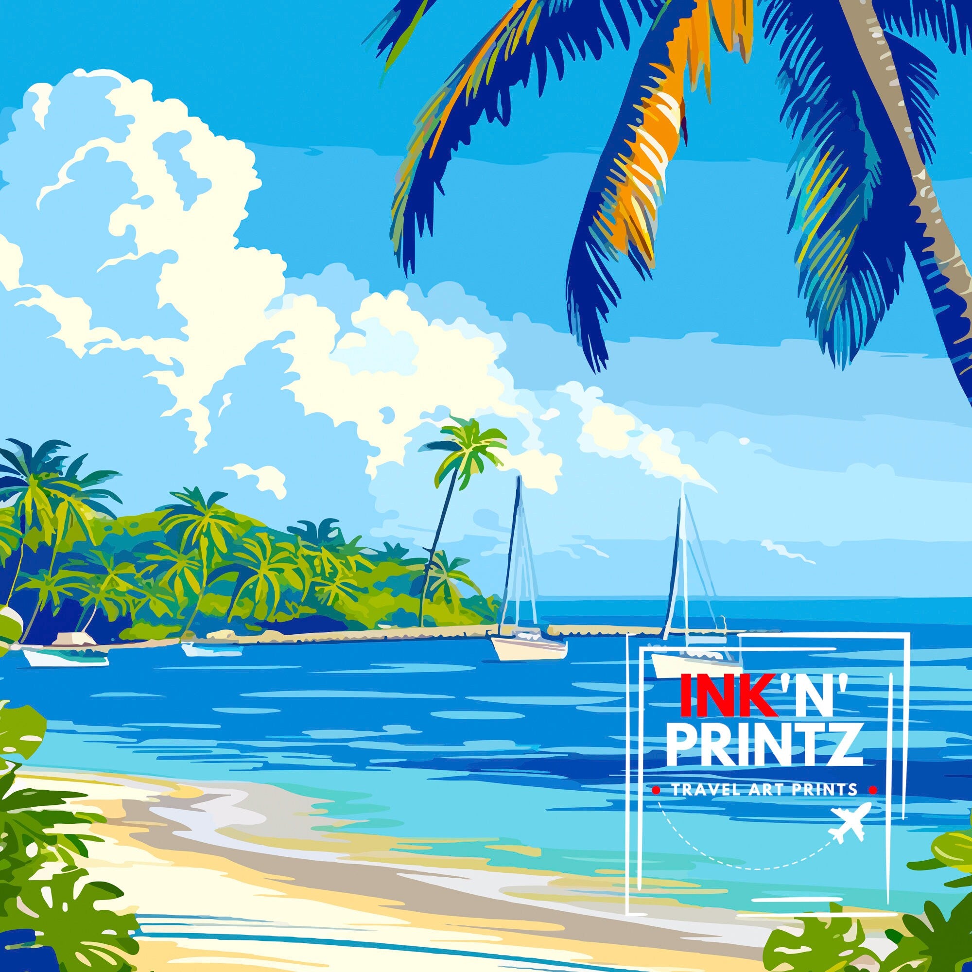 Islamorada Florida Print| Village of Islands Art Florida Keys Poster Tropical Paradise Wall Decor Coastal Escape Artwork