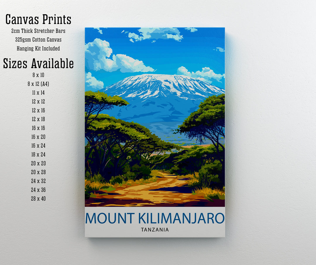 Mount Kilimanjaro Poster Tanzanian Mountain Art African Summit Poster Majestic Peak