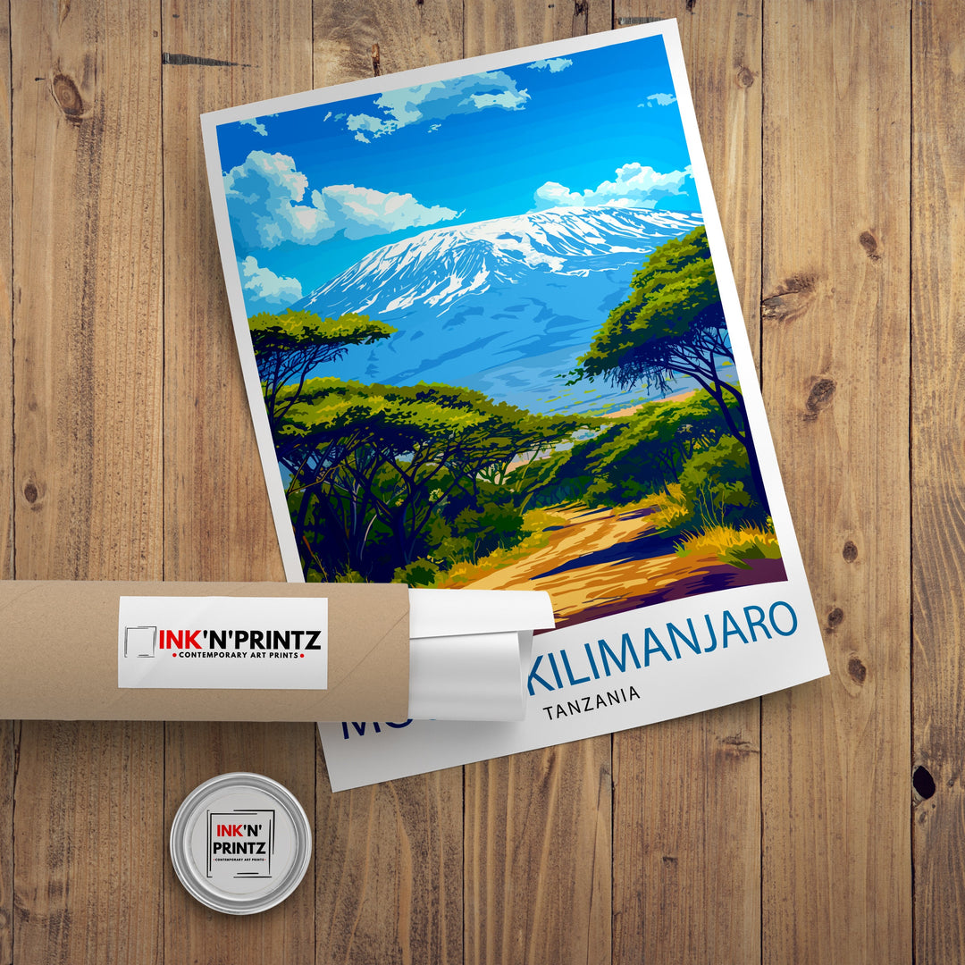 Mount Kilimanjaro Poster Tanzanian Mountain Art African Summit Poster Majestic Peak