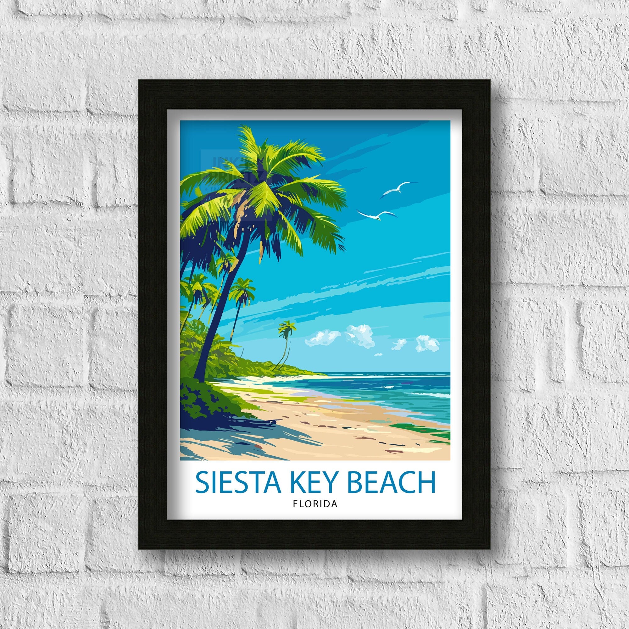 Key Largo Florida Print| Gateway to the Keys Art Coral Reef Poster Tropical Paradise Wall Decor Florida Keys Illustration Island Escape