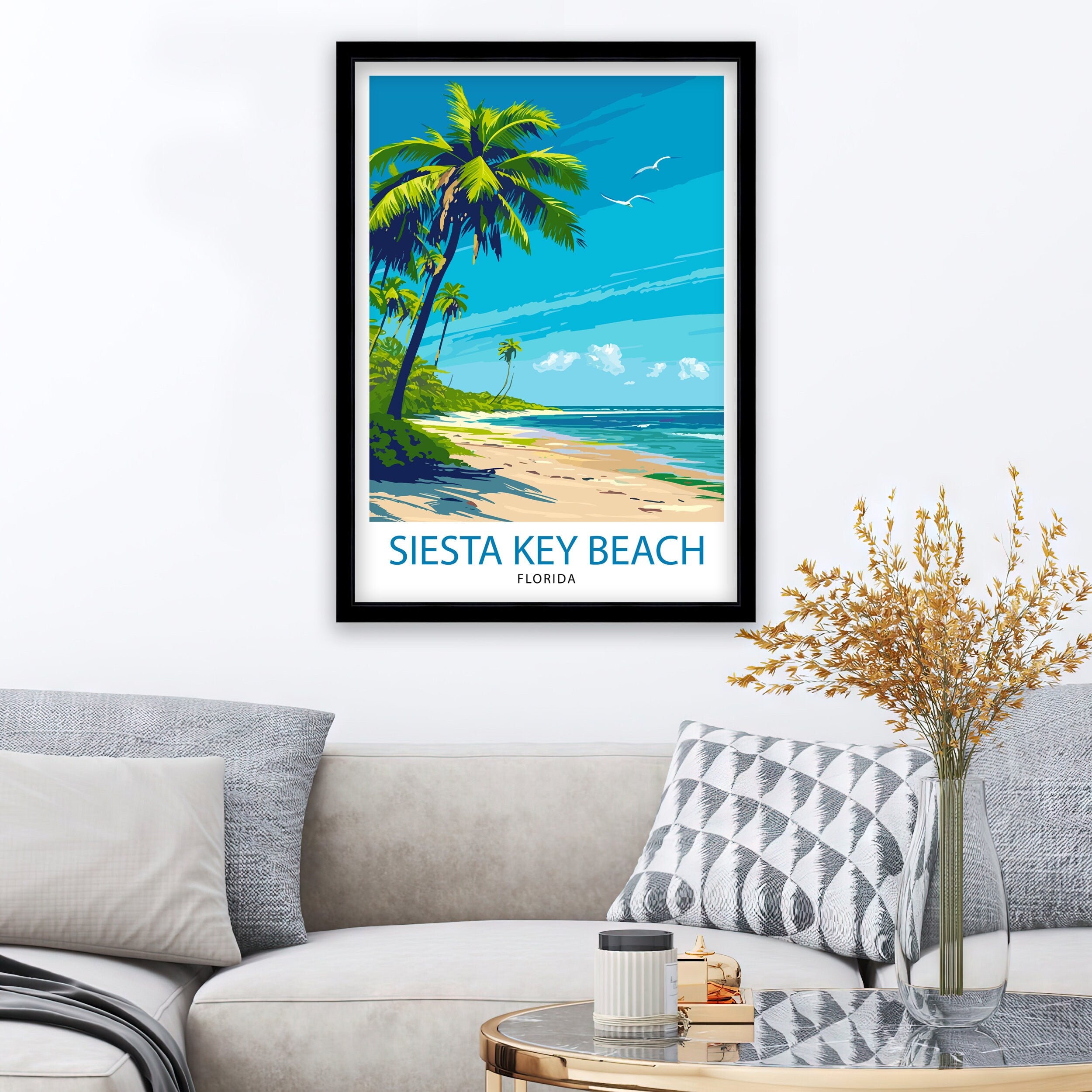 Key Largo Florida Print| Gateway to the Keys Art Coral Reef Poster Tropical Paradise Wall Decor Florida Keys Illustration Island Escape