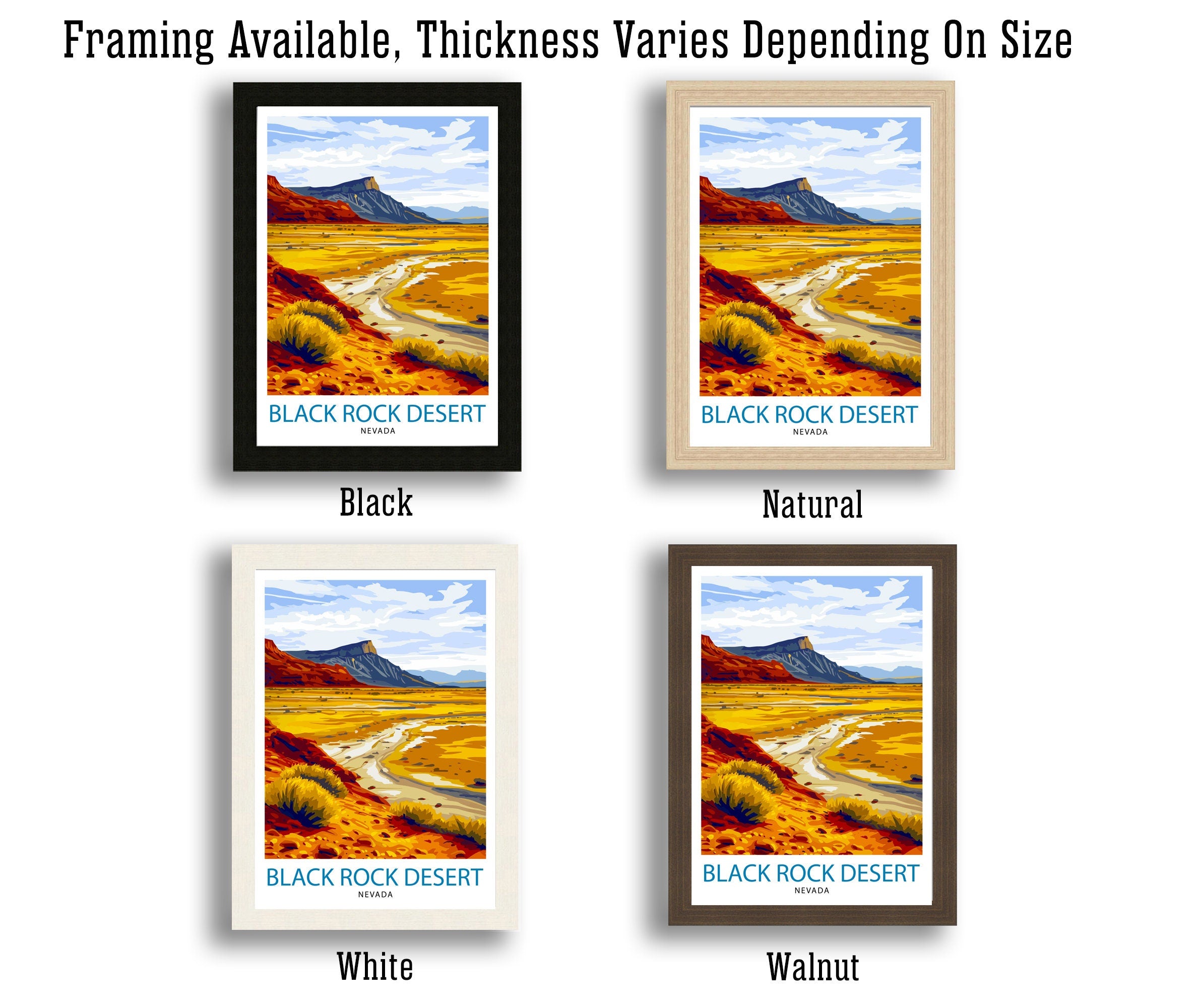 Black Rock Desert Nevada Print| Playa Landscape Art Nevada Wilderness Wall Decor American Desert Illustration Unique Terrain Artwork