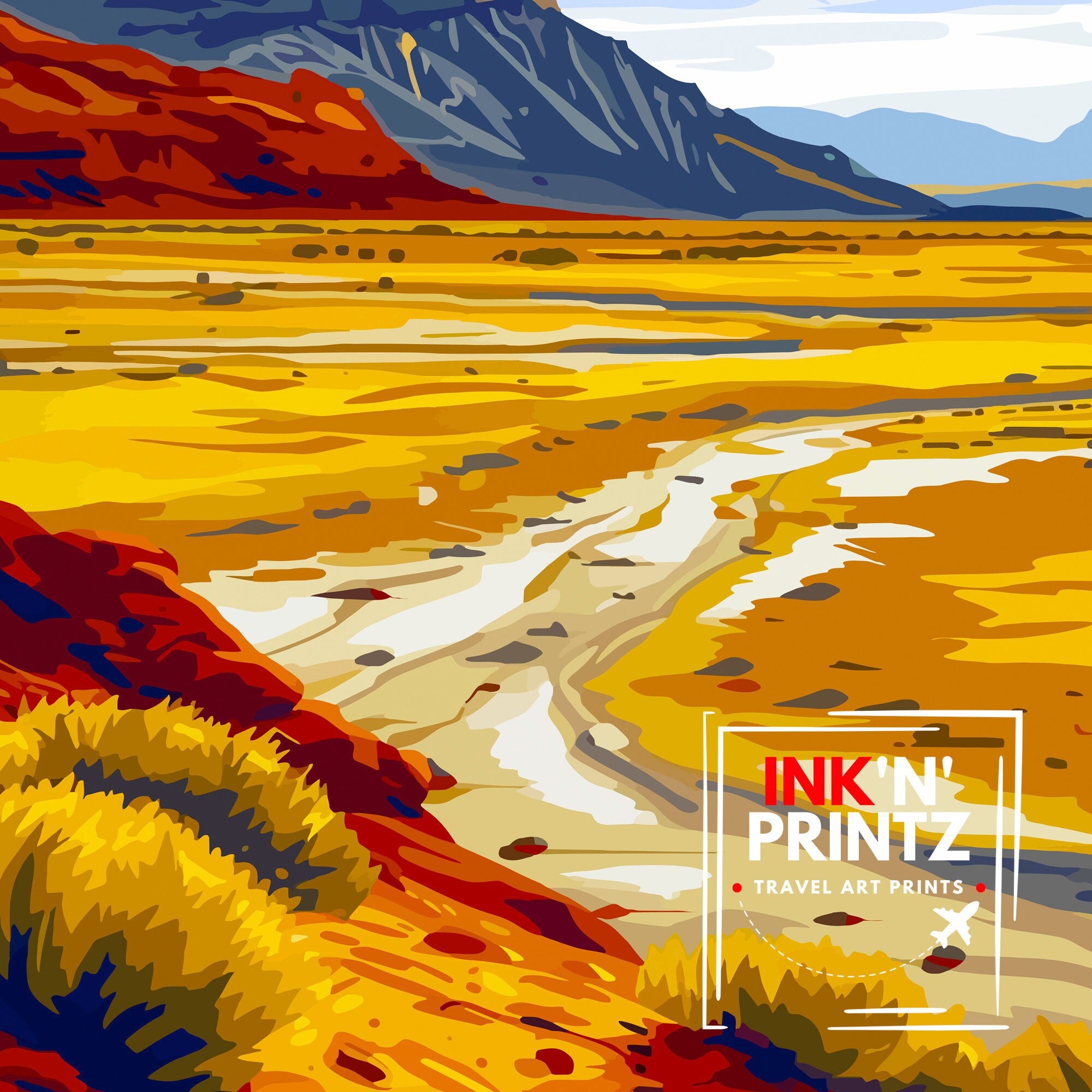 Black Rock Desert Nevada Print| Playa Landscape Art Nevada Wilderness Wall Decor American Desert Illustration Unique Terrain Artwork