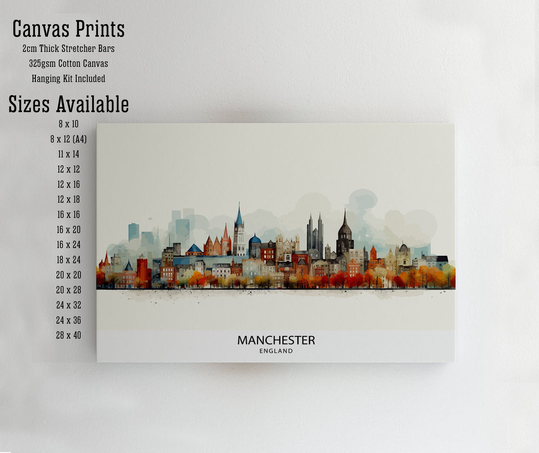 Manchester Travel Poster Manchester Wall Art Manchester Cityscape Travel Poster Home Decor Gift for Travelers