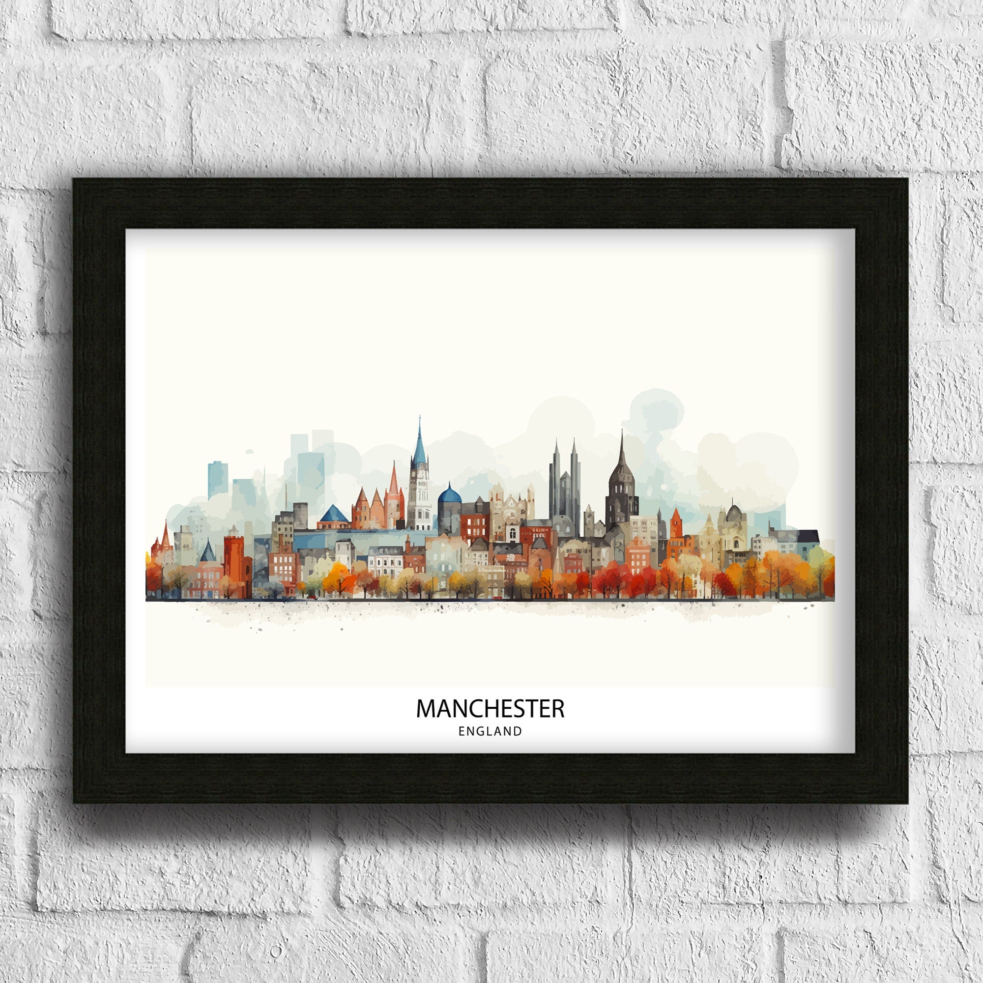 Manchester Travel Print Manchester Wall Art Manchester Cityscape Travel Poster Home Decor Gift for Travelers