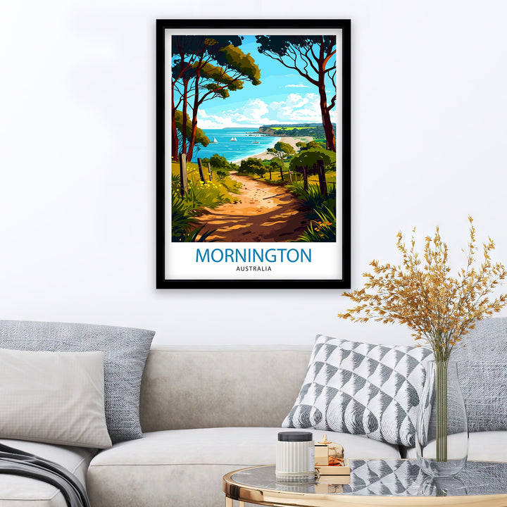 Mornington Beach Australia Travel Poster Coastal